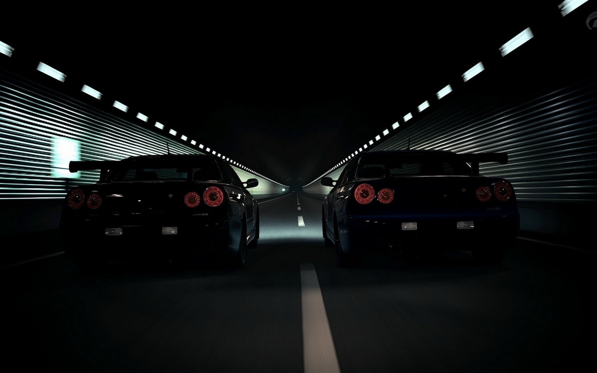 no people, 1080P, transportation, indoors, car, ceiling, in a row, the way forward, empty, architecture, tunnel, Nissan, built structure, night, land vehicle, HD Wallpaper