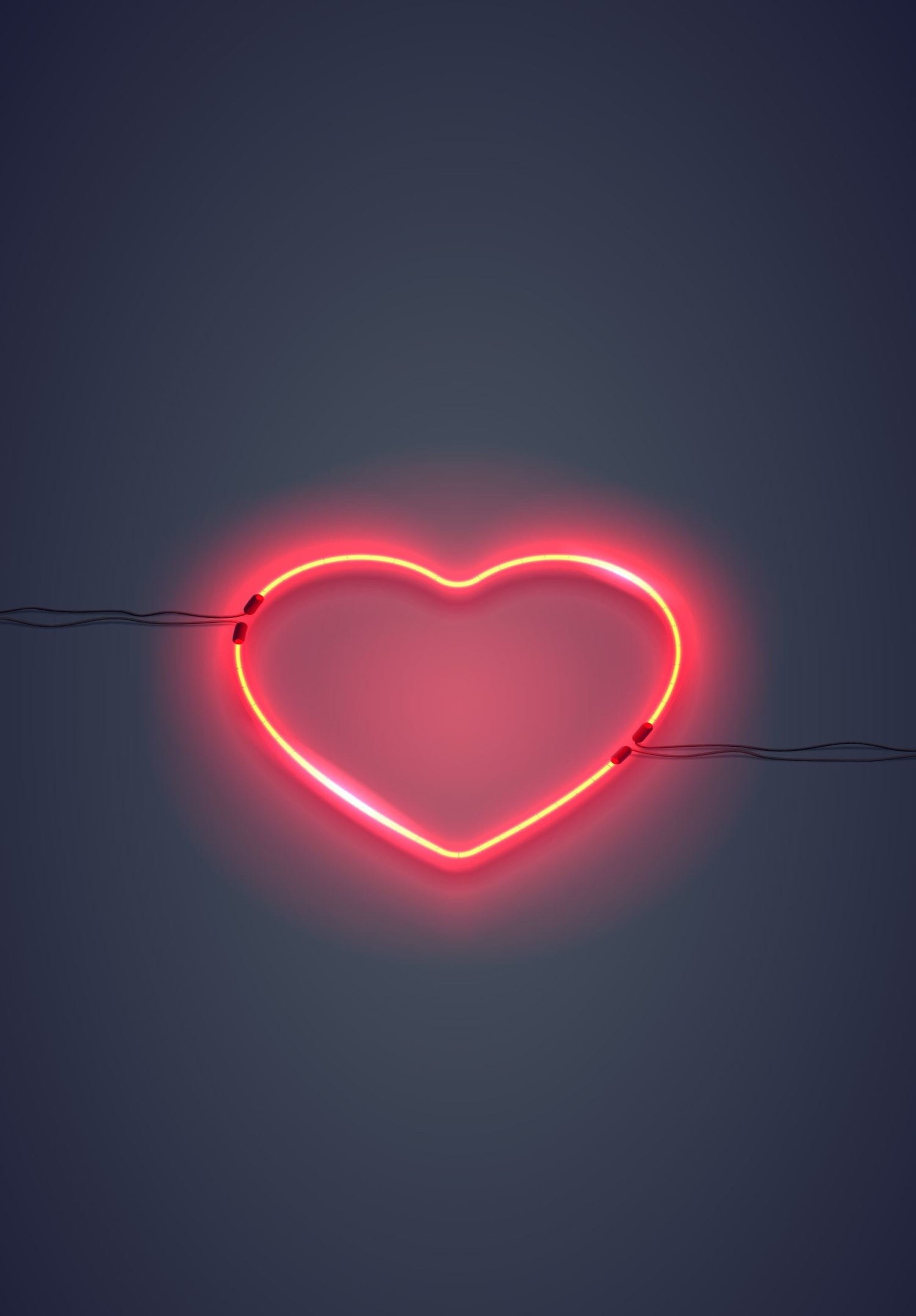 backlight, 2K, heart, neon, Phone HD Wallpaper
