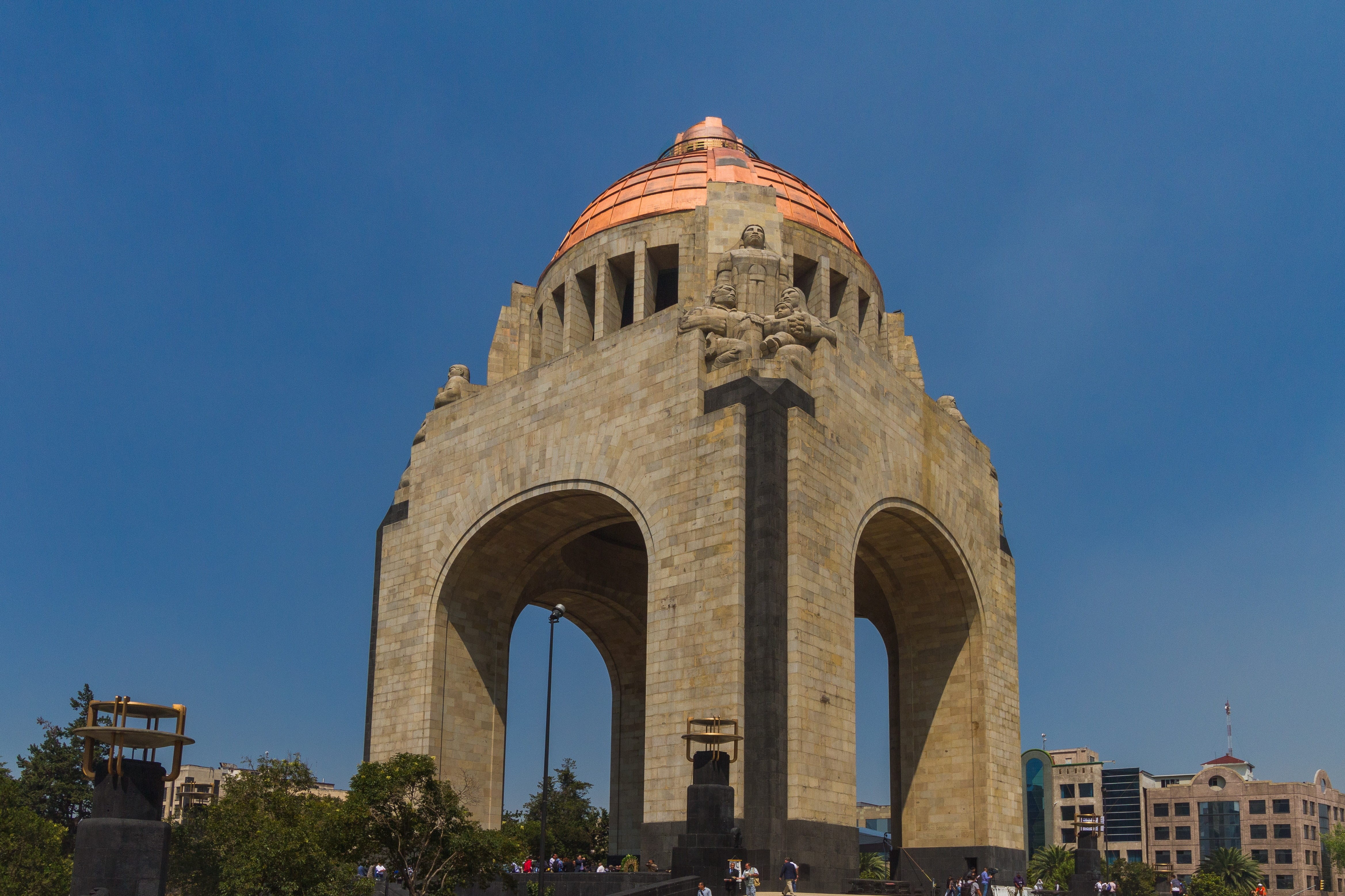 national, nature, revolution, blue, old, day, sands, built structure, building exterior, no people, tourism, white, monument, building, arch, mexico, historic, HD Wallpaper