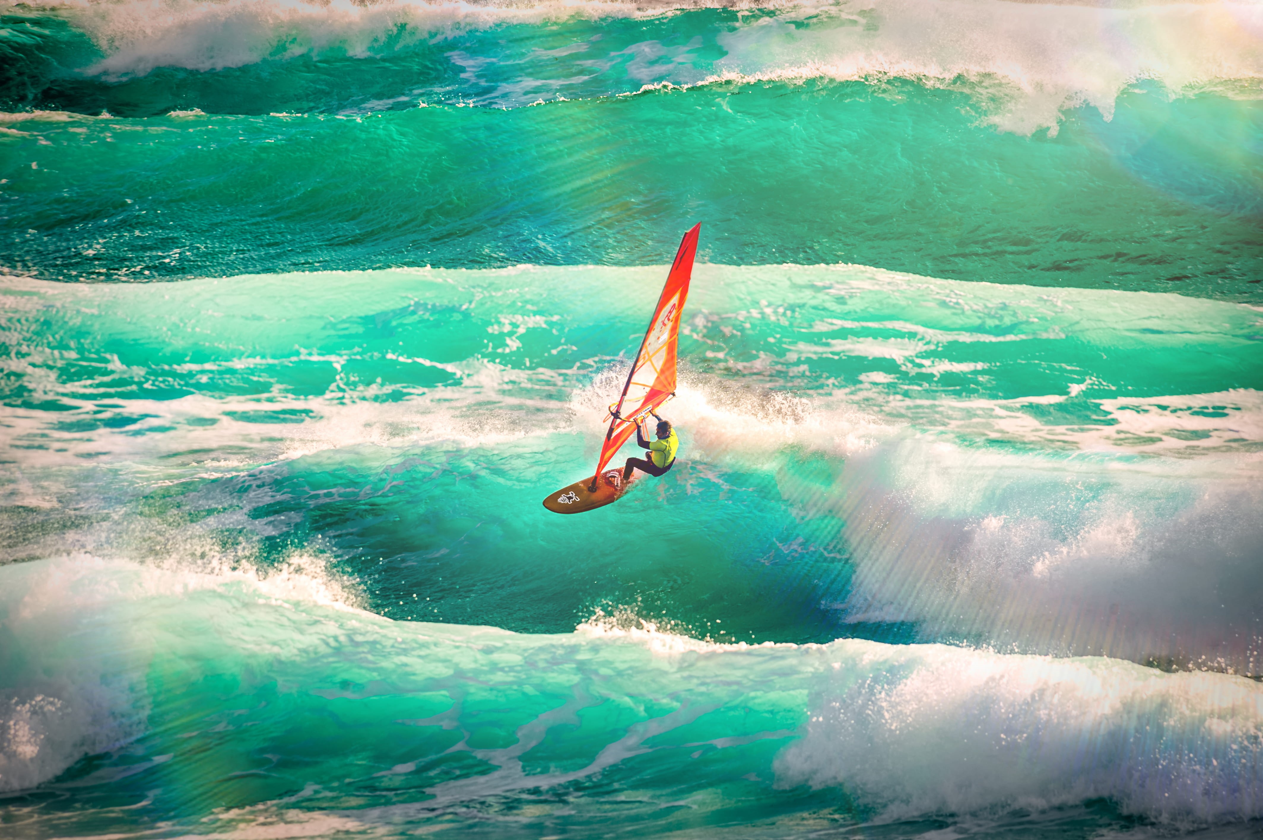 beauty in nature, adult, riding, sea, recreational pursuit, wave, people, turquoise colored, person, aquatic sport, leisure activity, holiday, vacations, HD Wallpaper