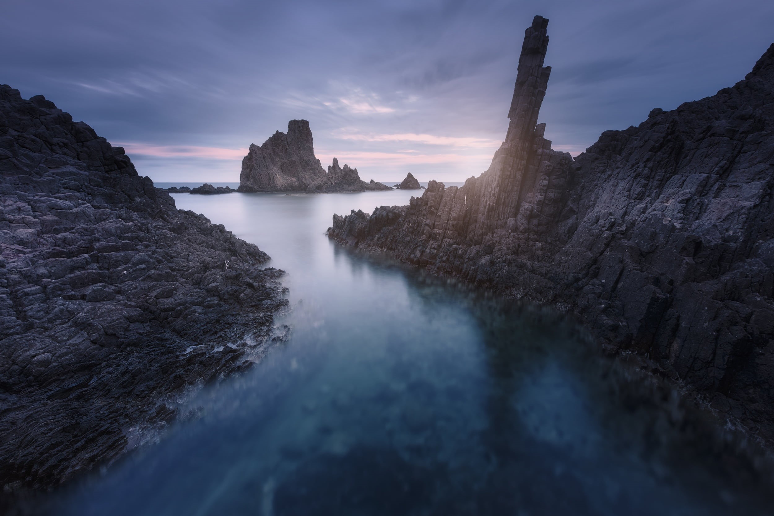 stones, Cabo de Gata, rocks, sea, Spain, 1080P, HD Wallpaper
