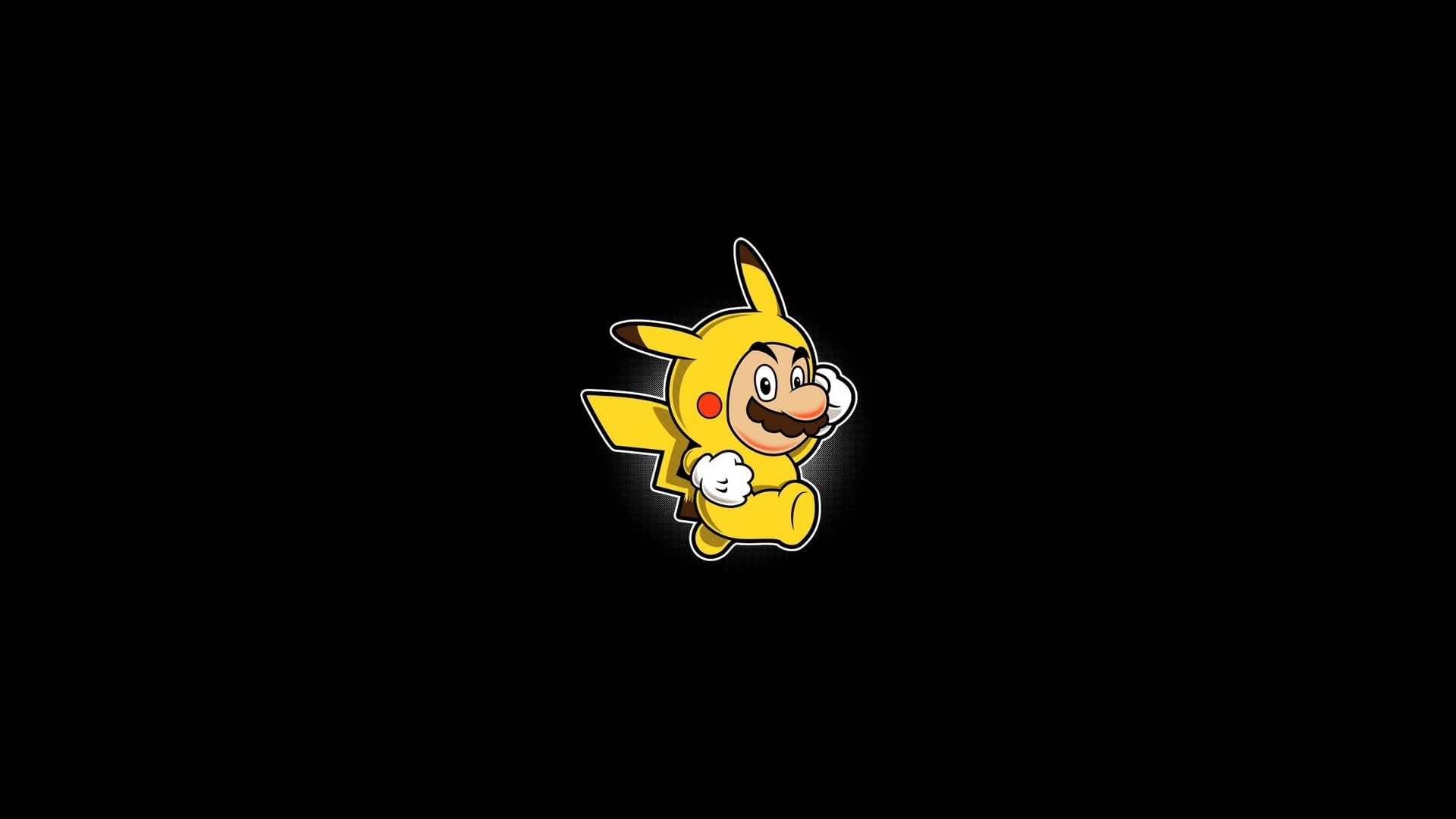 Abstract, games, 1080P, hd, mario, wa, simplistic, minimalistic, video, pikachu, black, simple, pokemon, background, solid, art, x, HD Wallpaper