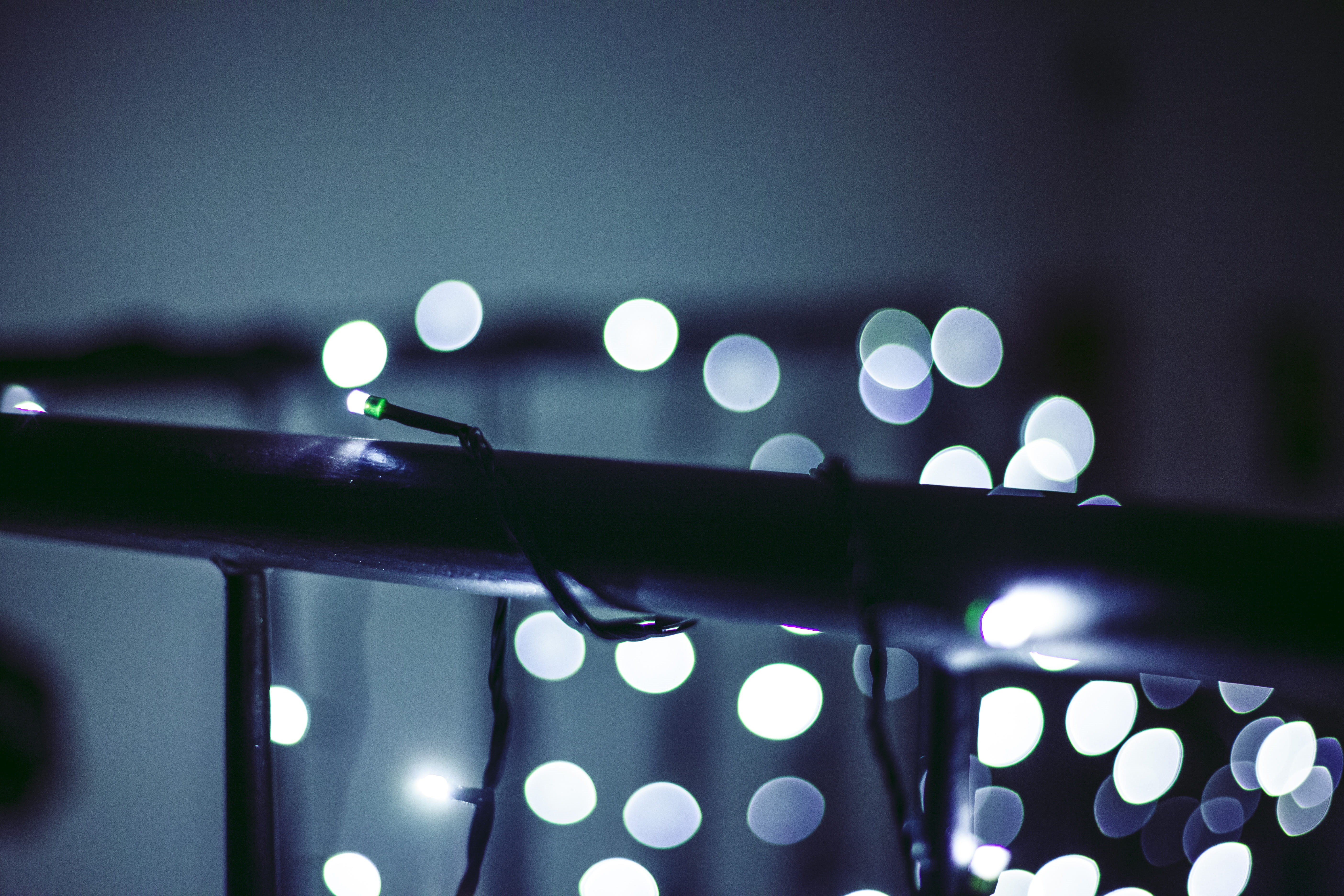 illuminated, rain, bokeh, insubstantial, indoors, lights, balustrade, spotted, light, selective focus, decoration, lens flare, shining, round, string, blur, HD Wallpaper