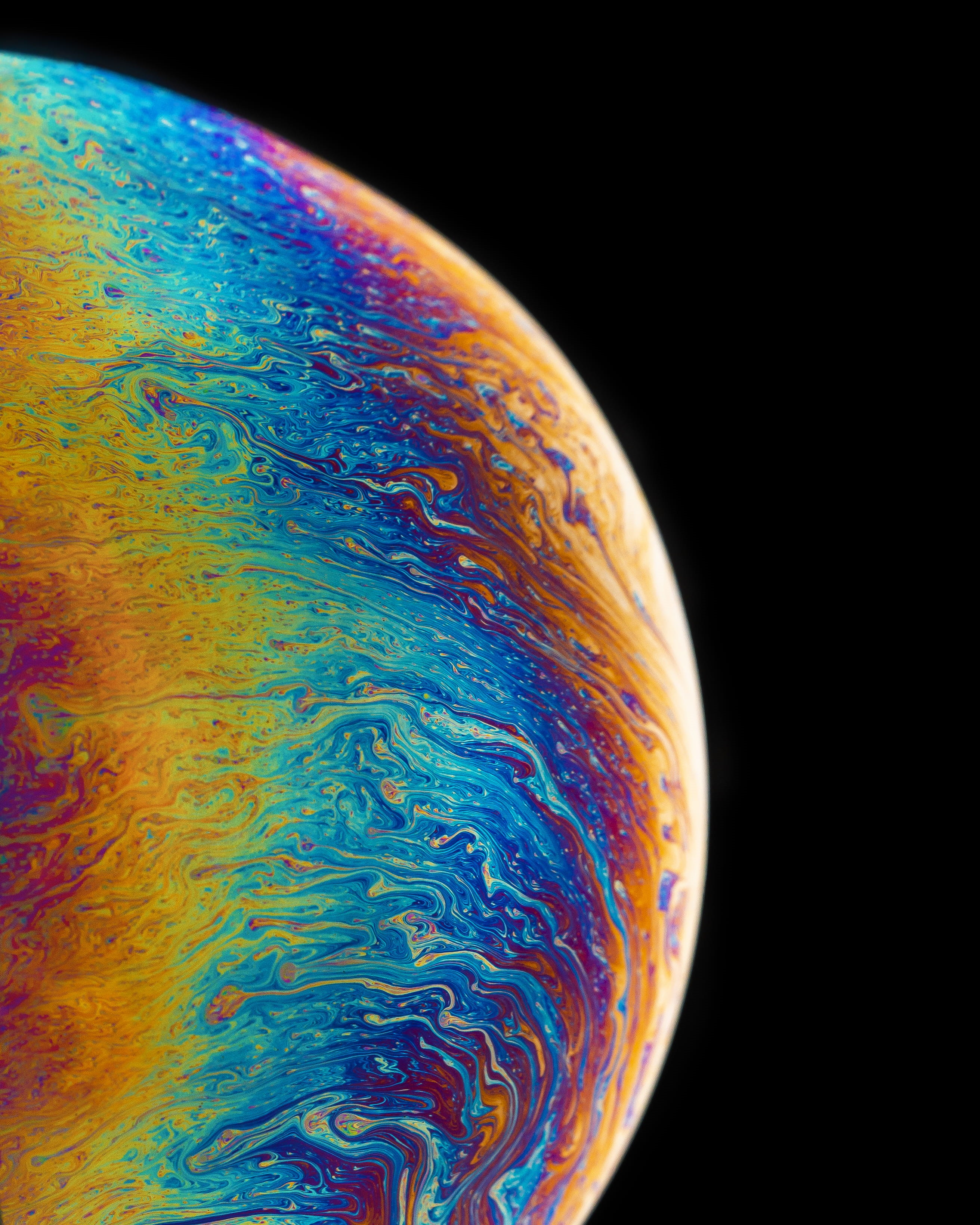 soap, space, 2K, nature, soap bubble, sphere, planet - Space, bubble, color, dark, multi Colored, planet, abstract, metallic color, close-up, Phone HD Wallpaper