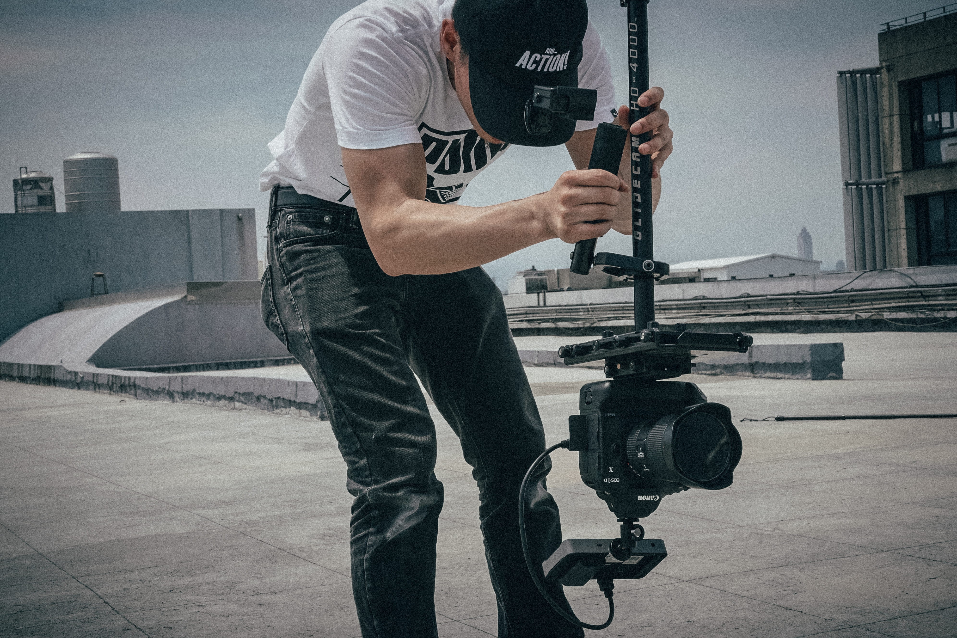 working, one person, photography themes, men, creative, male, hold, concrete, steadycam, holding, technology, man, lens, human, photographer, lifestyles, HD Wallpaper