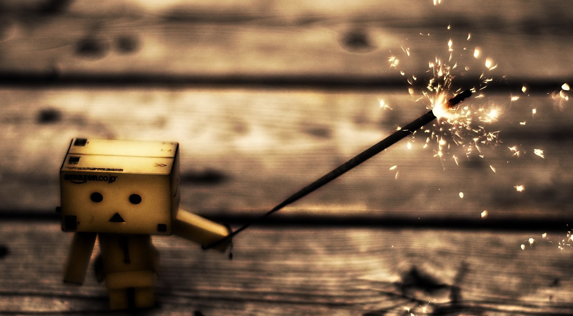 brown, motion, focus on foreground, illuminated, wood - material, nature, celebration, robot, selective focus, blurred motion, cardboard, Danbo, 1080P, HD Wallpaper