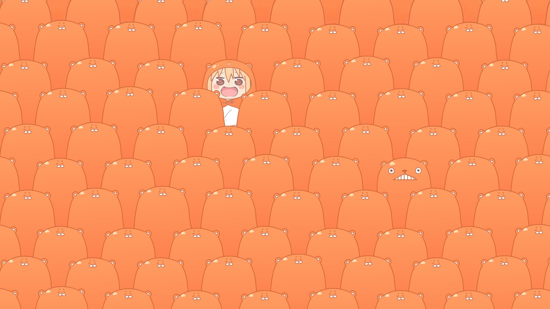 Himouto! Umaru-chan, choice, costume, wearing, bear, no people, large group of objects, character, anime, repetition, time, pattern, side by side, sport, HD Wallpaper