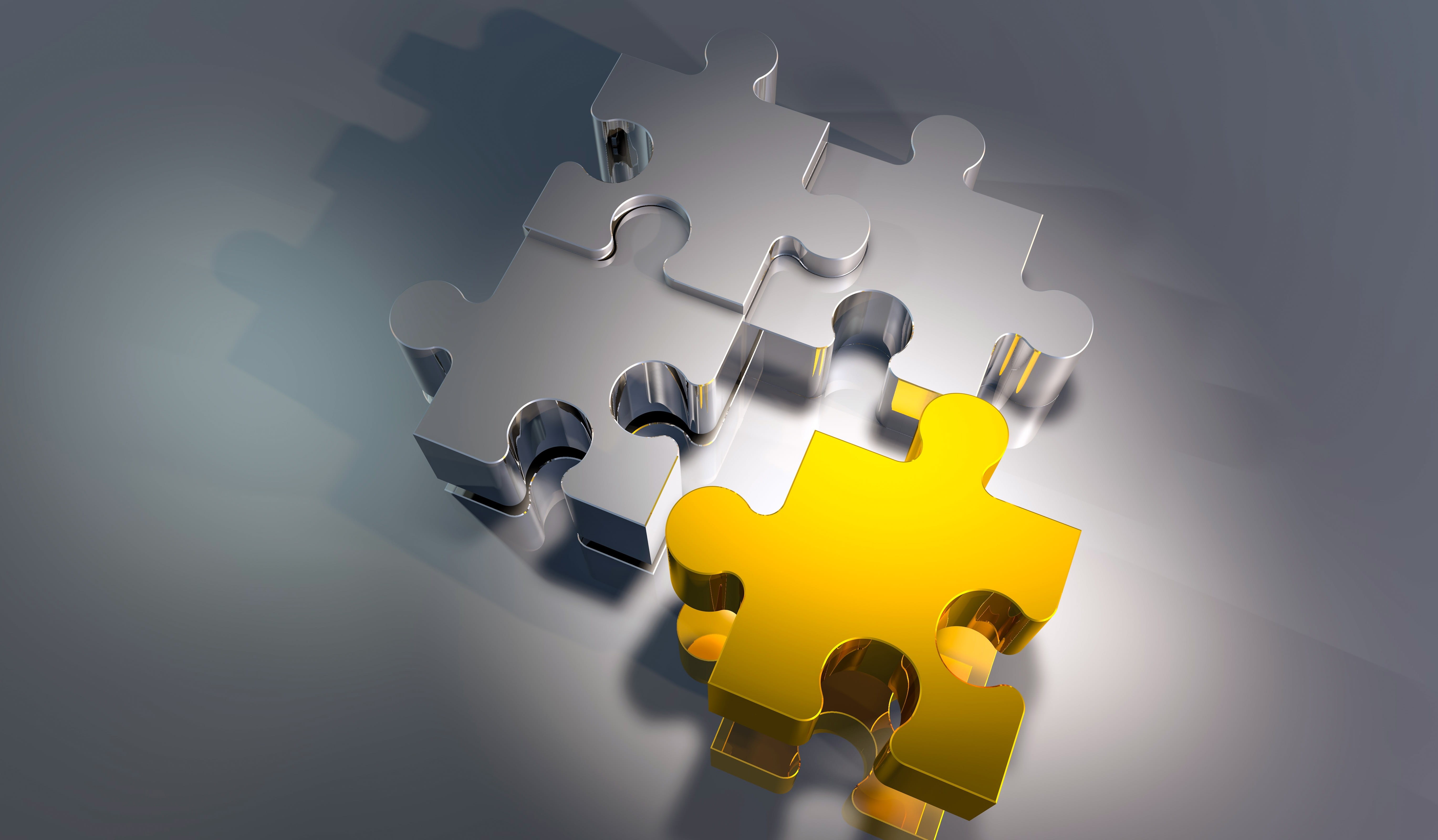 business, yellow, memory cards covered with, puzzle, standing out from the crowd, connection, pieces of the puzzle, match, design, relaxation, 5K, 3d, HD Wallpaper