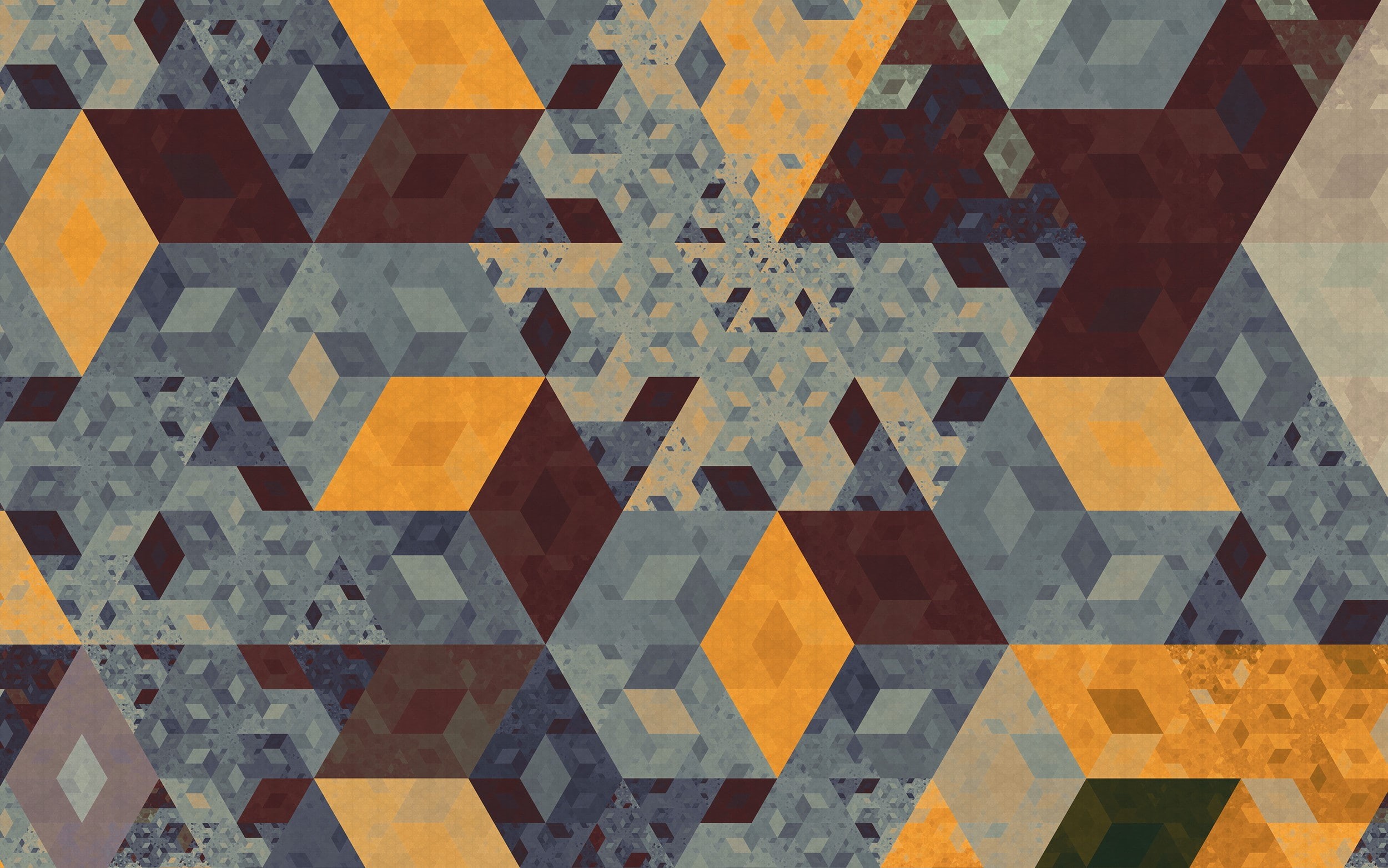1080P, apophysis isometric tesselation orange cube fractal triangle pattern geometry digital art abstract artwork, HD Wallpaper