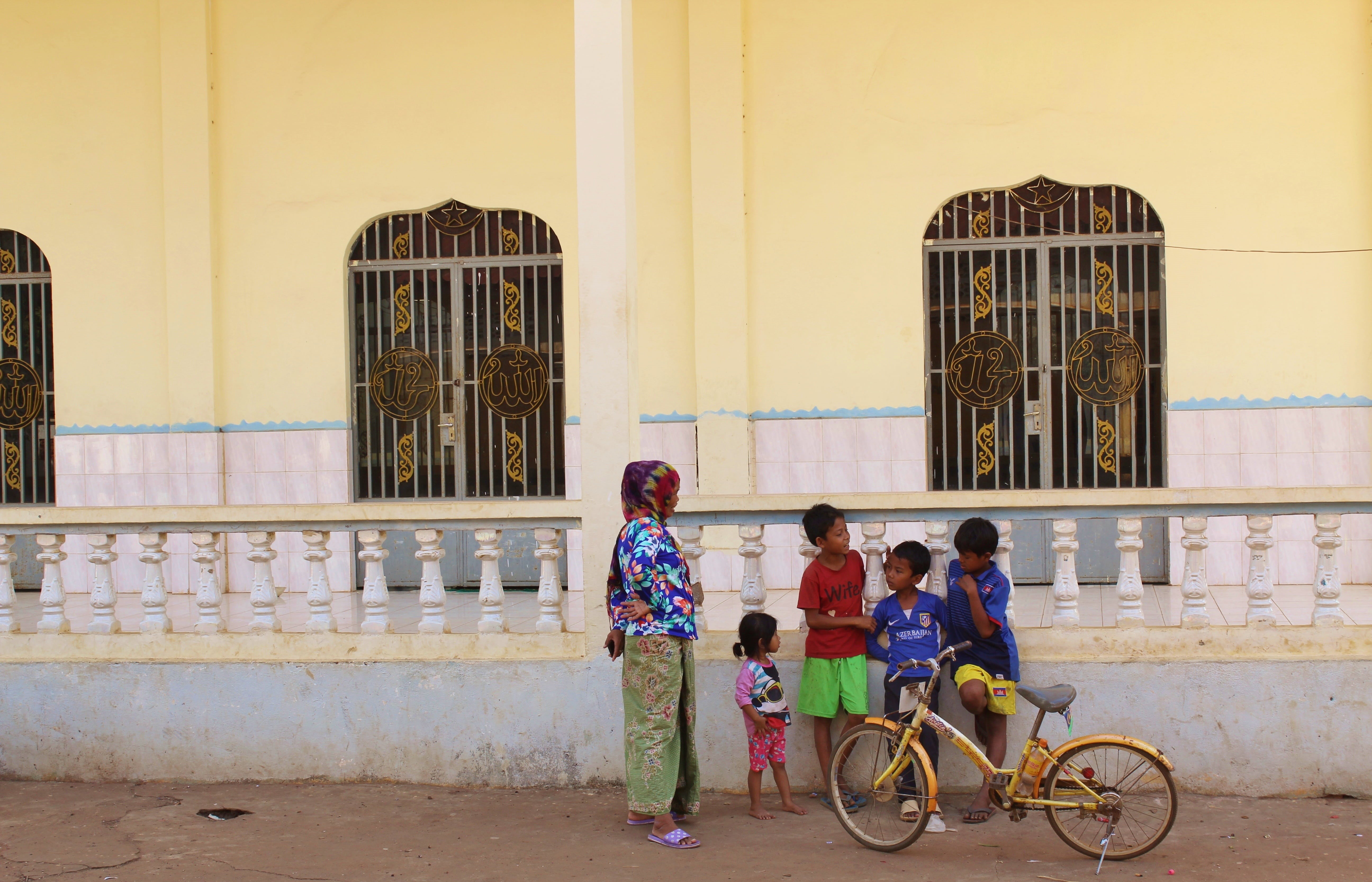 building, adult, child, bicycle, mosque, pray, togetherness, people, men, lifestyles, women, real people, tessellation, 5K, building exterior, sanctuary, HD Wallpaper