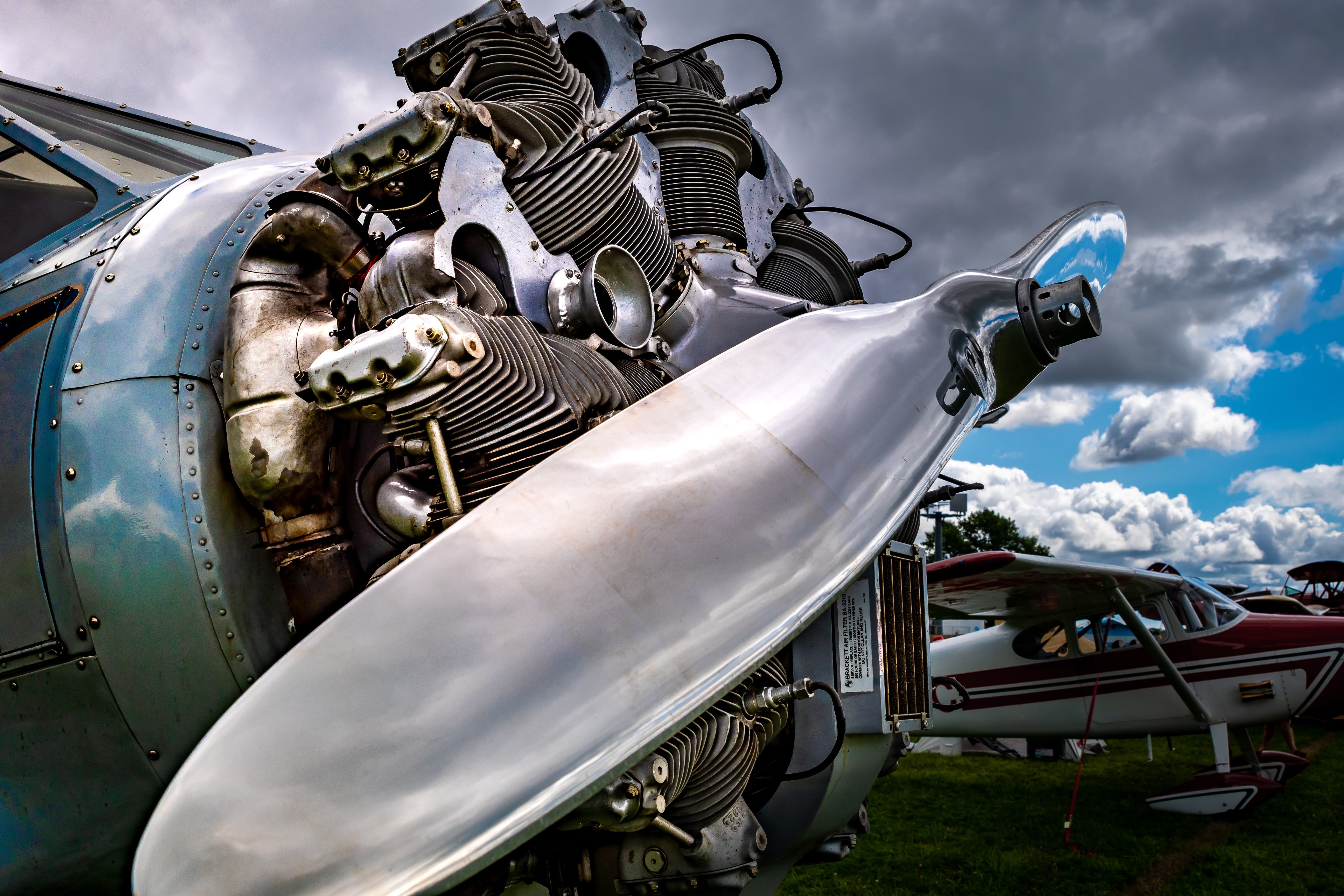 retro, antique, car, mode of transportation, aviation, low angle view, vintage, aircraft, sky, day, junkyard, motor vehicle, air vehicle, outdoors, engine, HD Wallpaper