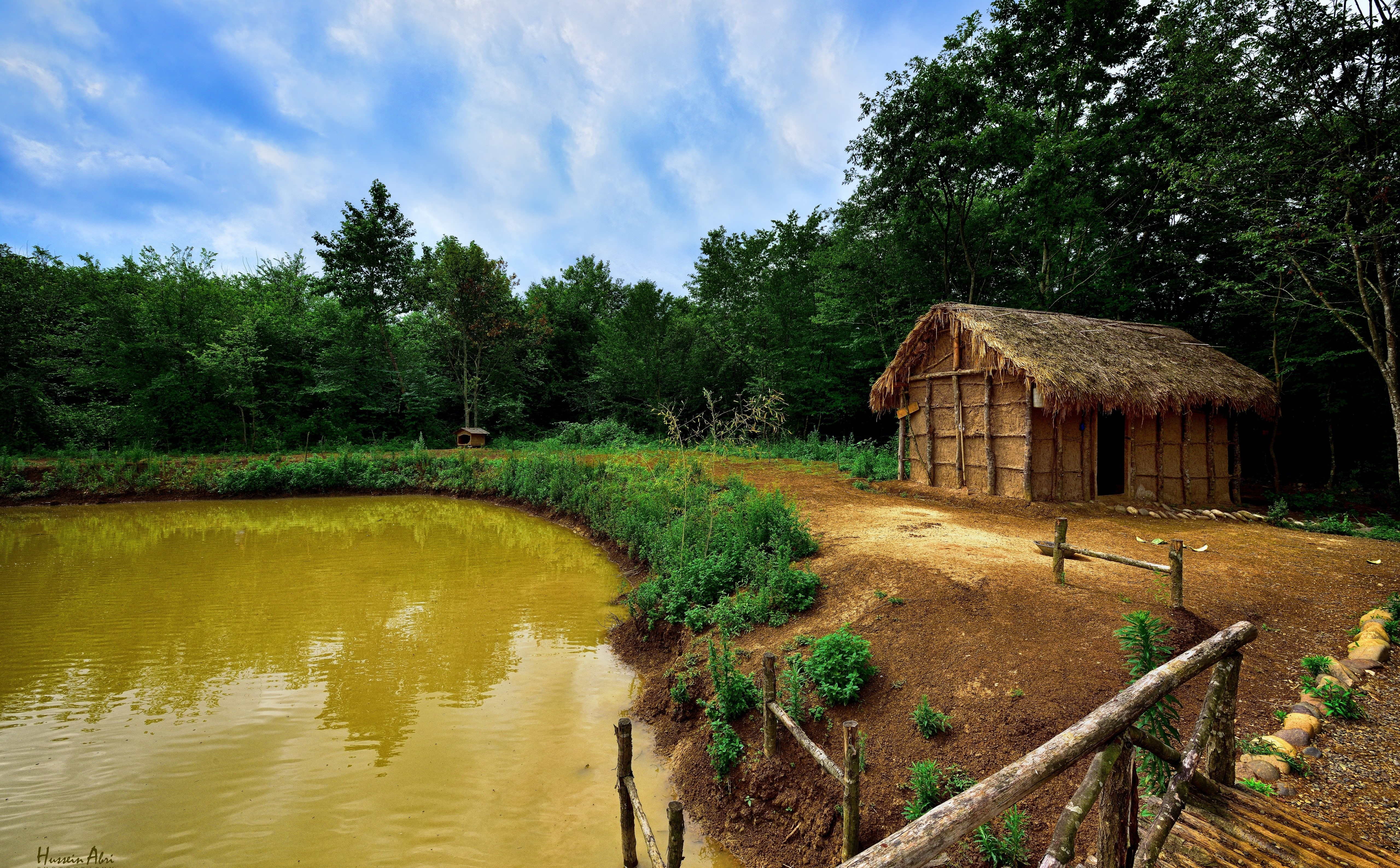 beauty in nature, no people, Rural, Iran, tranquility, nature, Museum, gilan, built structure, lake, plant, growth, architecture, water, building exterior, HD Wallpaper