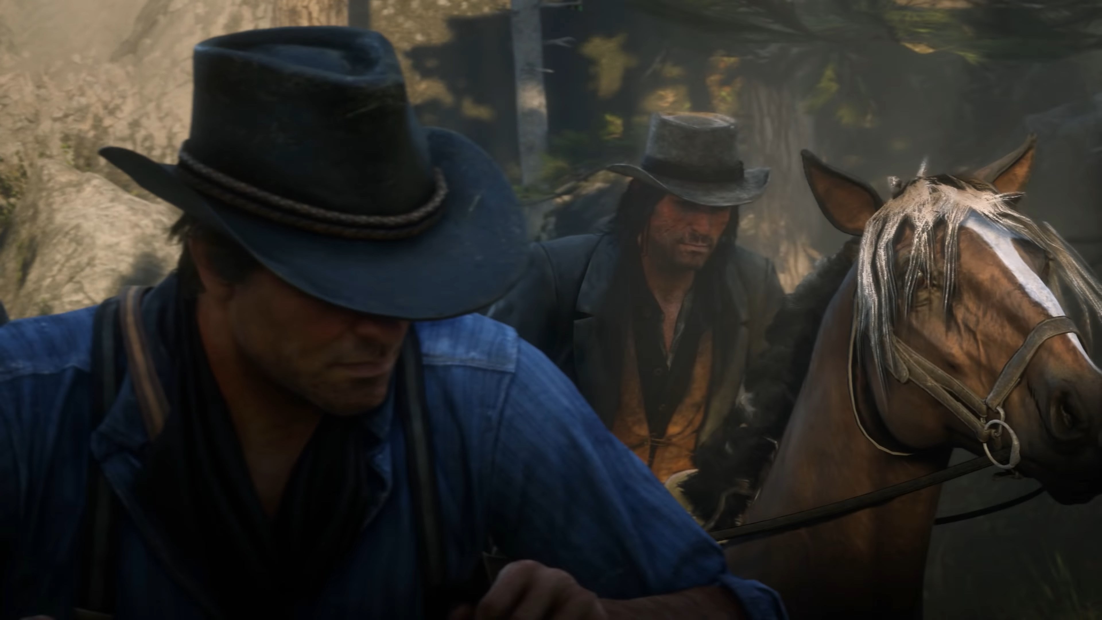 real people, Red Dead Redemption, video games, adult, togetherness, Arthur Morgan, pets, clothing, day, vertebrate, hat, John Marston, livestock, 4K, friendship, HD Wallpaper