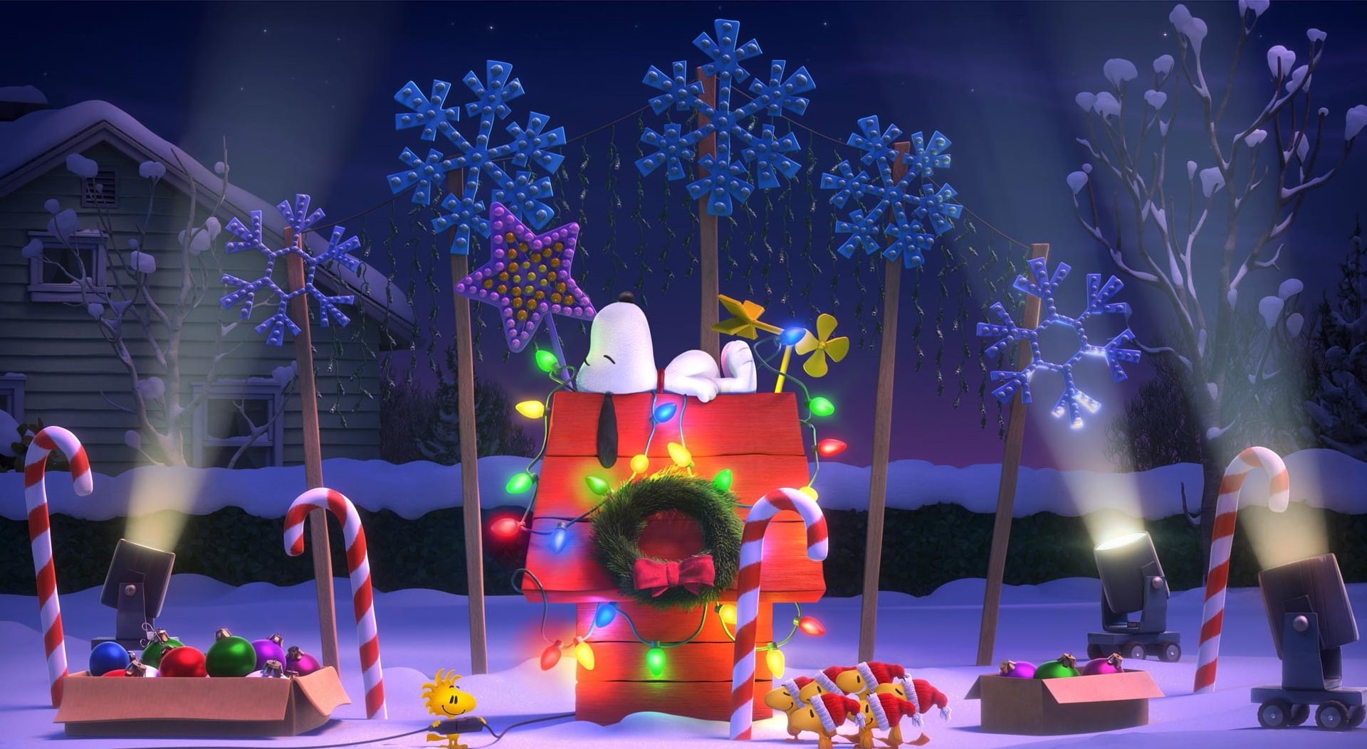 leisure activity, representation, lifestyles, snoopy, night, nature, group of people, celebration, tree, real people, Others, art and craft, illuminated, HD Wallpaper