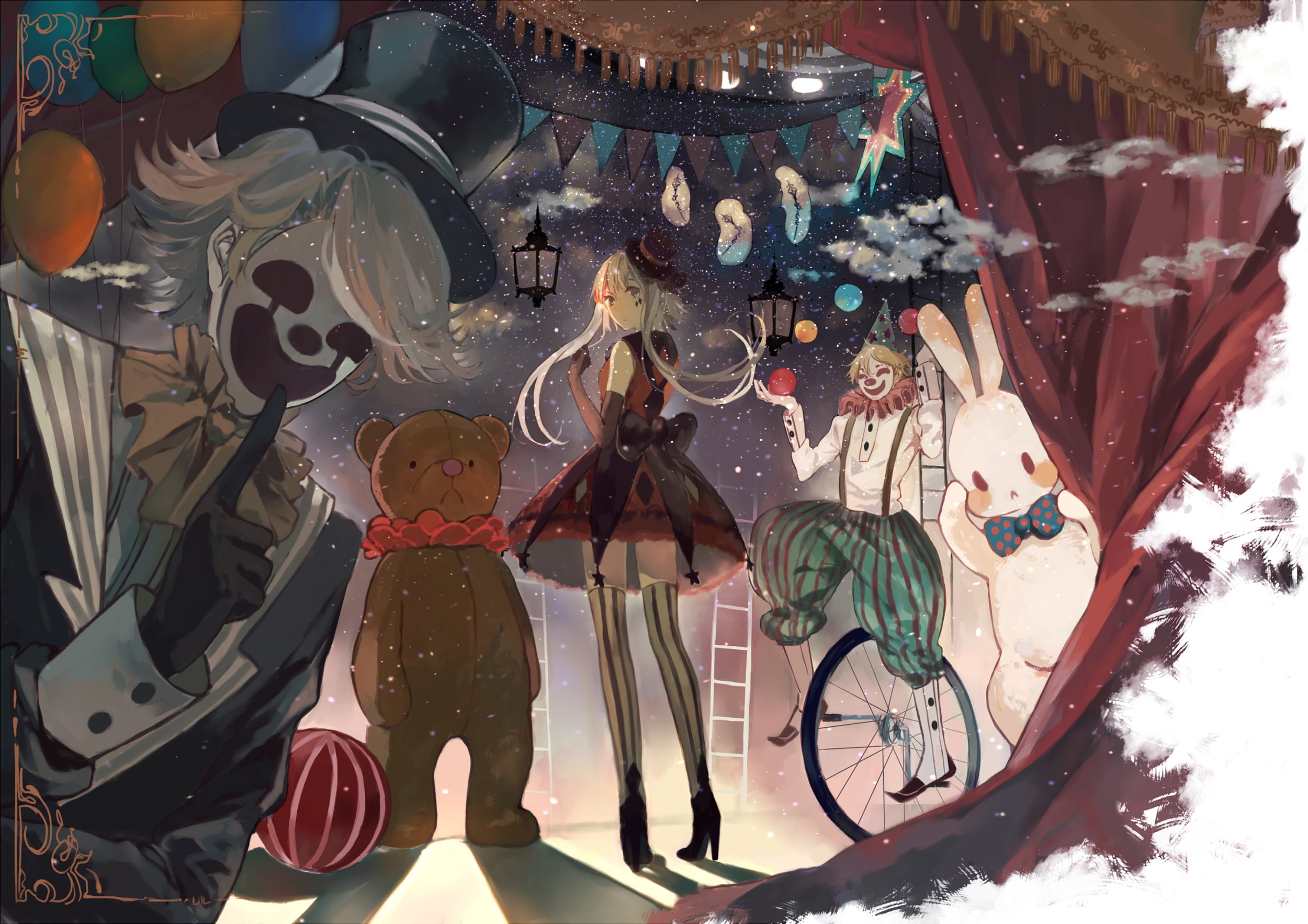 Vocaloid, Luo Tianyi, stars, circus, clowns, 1080P, HD Wallpaper