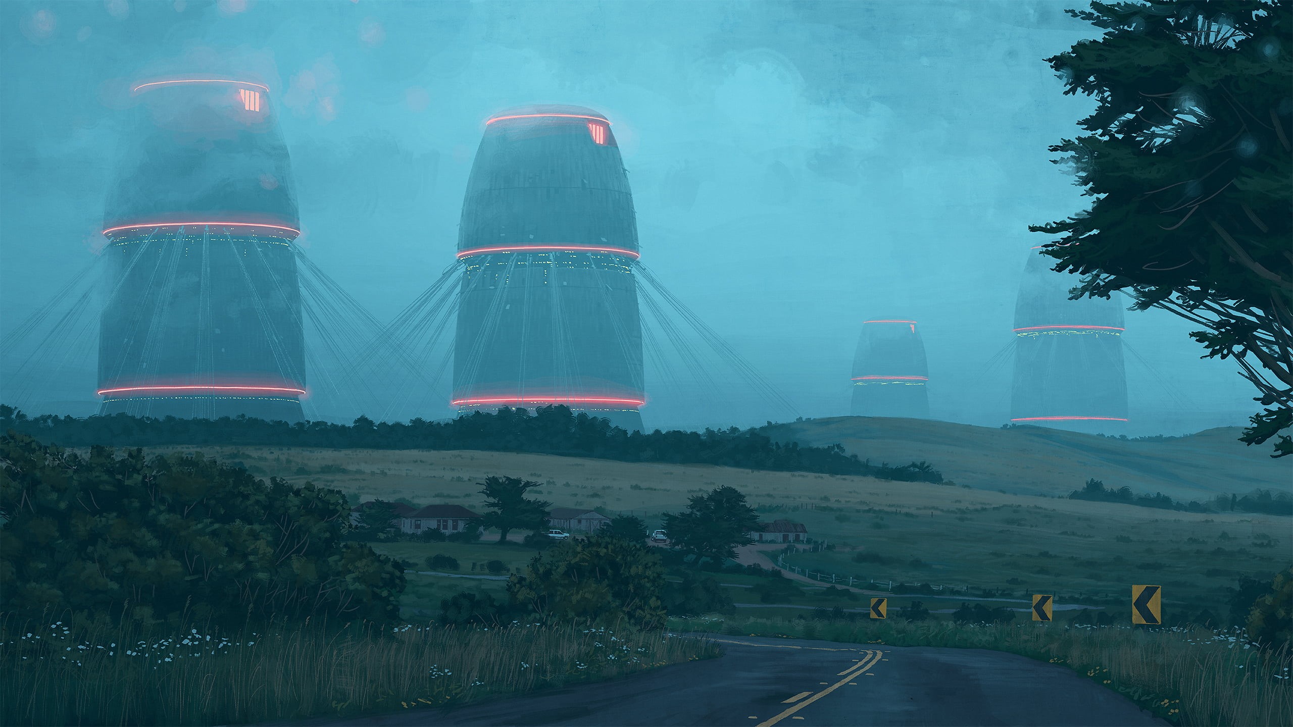 2K, Simon Stålenhag, science fiction, robot, apocalyptic, Robots, digital painting, cyberpunk, HD Wallpaper