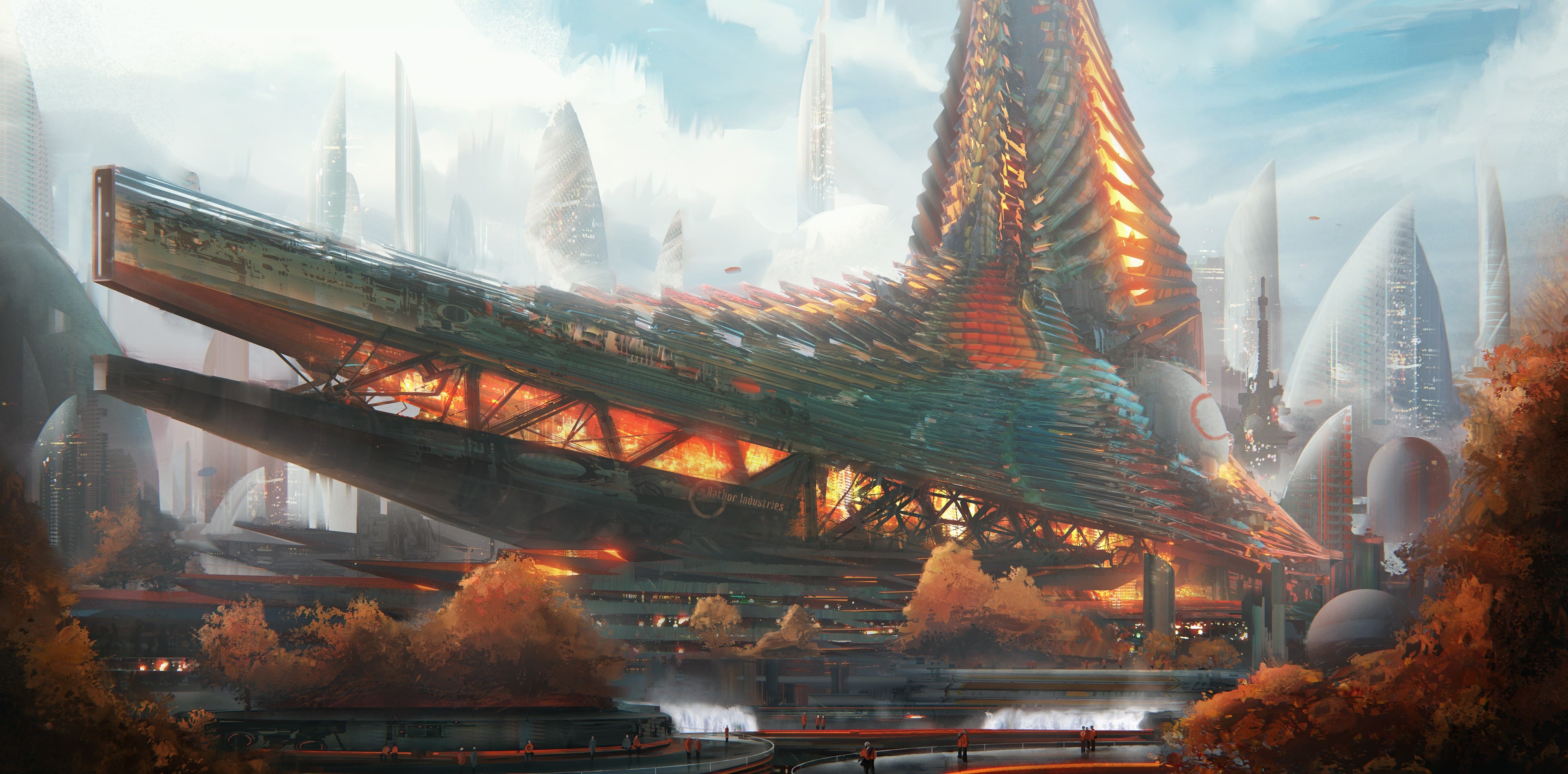 the city, Leon Tukker, Hathor Industries headquarters, architecture, 4K, HD Wallpaper