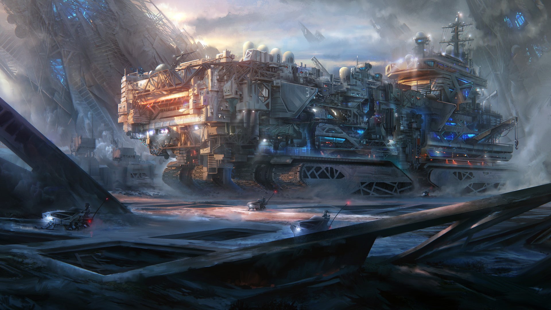 Concept Art, digital art, 1080P, artwork, Futuristic, science fiction, Leon Tukker, HD Wallpaper