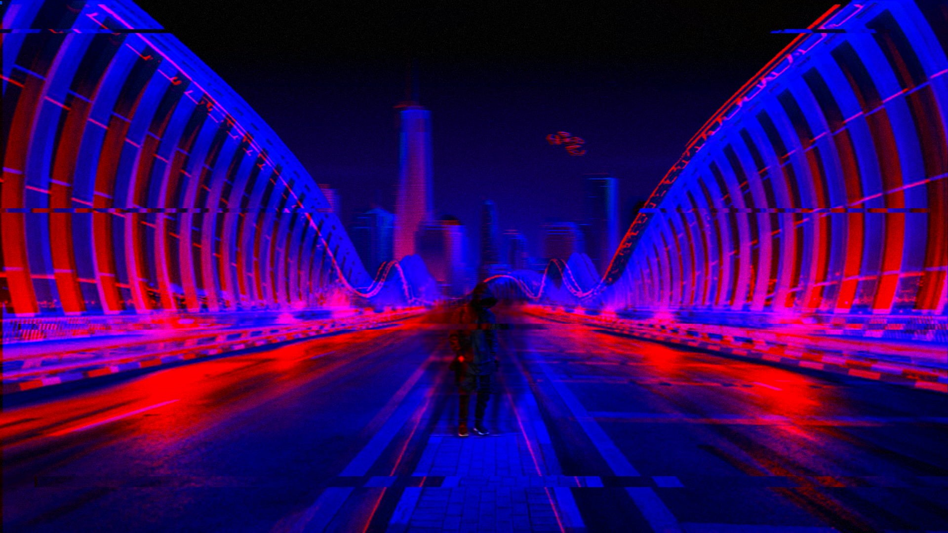 city, abstract, cyberpunk, futuristic, science fiction, 1080P, digital, dark, bridge, neon, HD Wallpaper