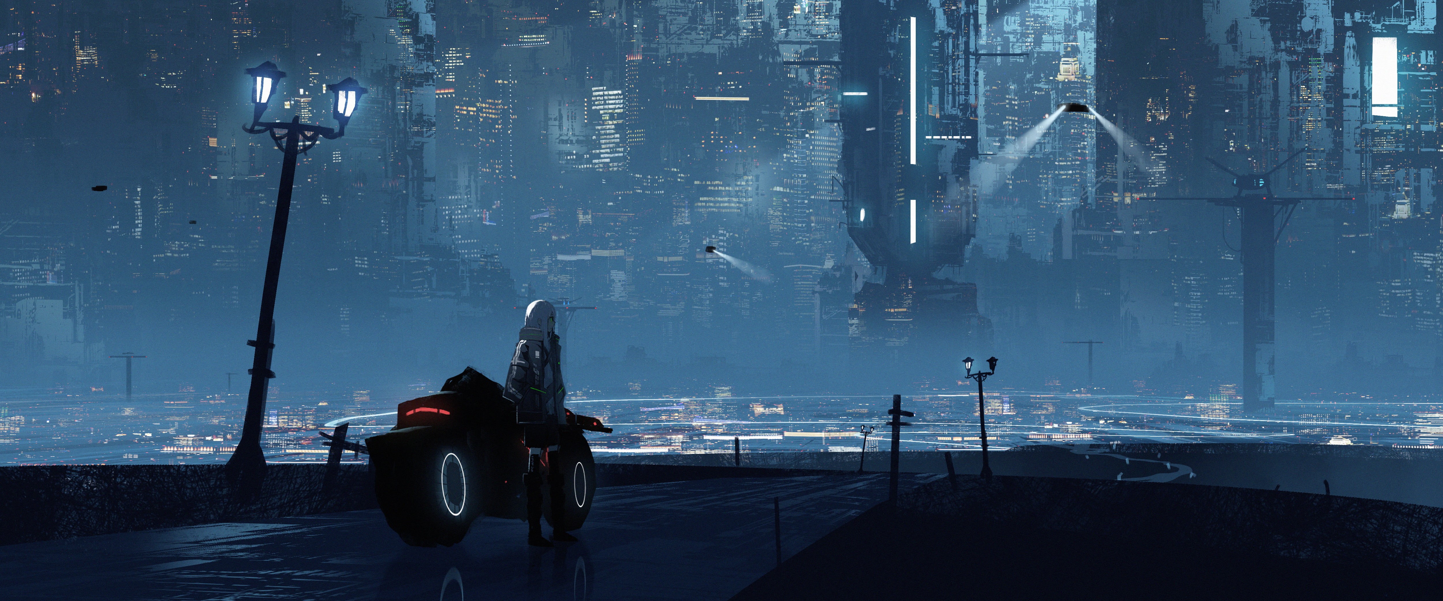 anime girls, 4K, dark, cyberpunk, HD Wallpaper