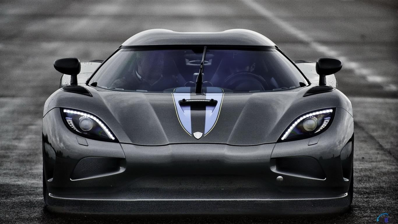 outdoors, transportation, security, supercar, front view, focus on foreground, sports race, car, motorsport, Koenigsegg, black, racecar, mode of transportation, HD Wallpaper