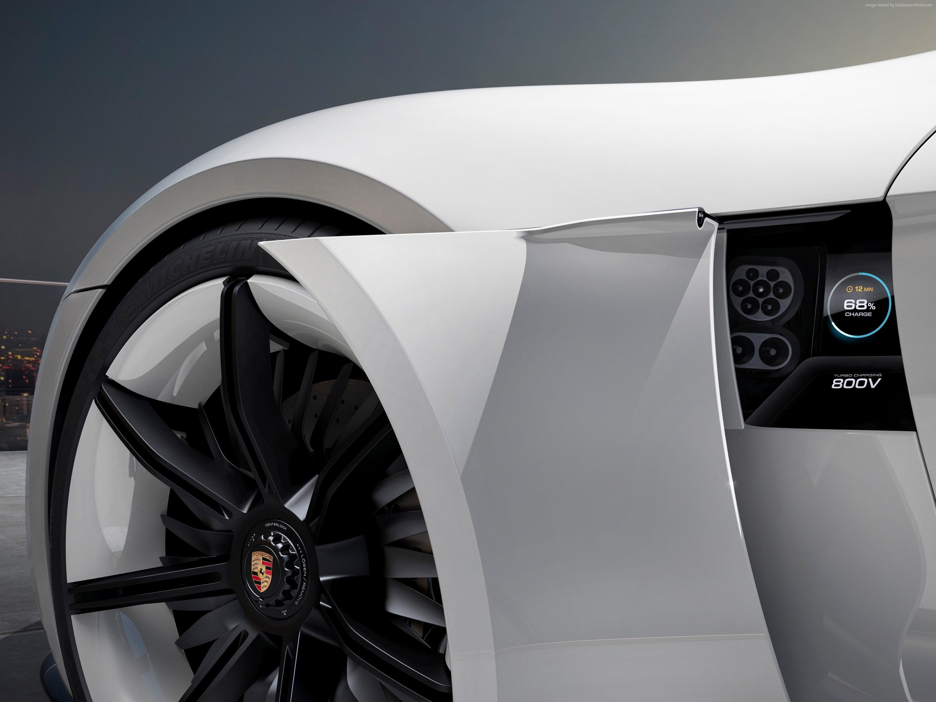 supercar, Electric Cars, 800v, white, 2K, Porsche Taycan, HD Wallpaper