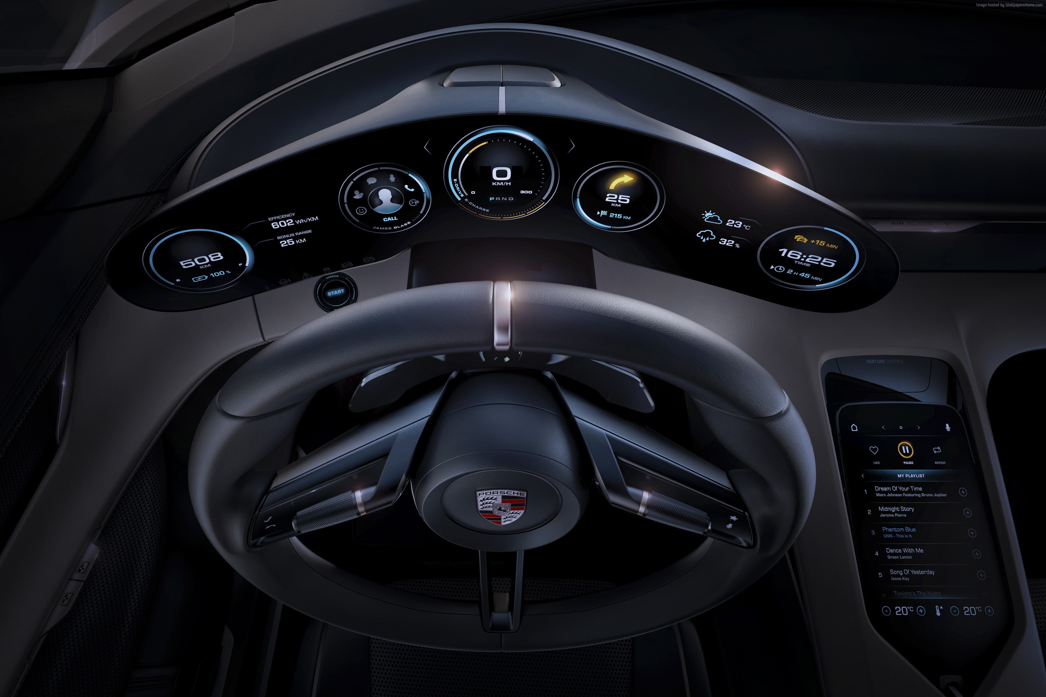 800v, interior, 2K, Porsche Taycan, Electric Cars, supercar, HD Wallpaper