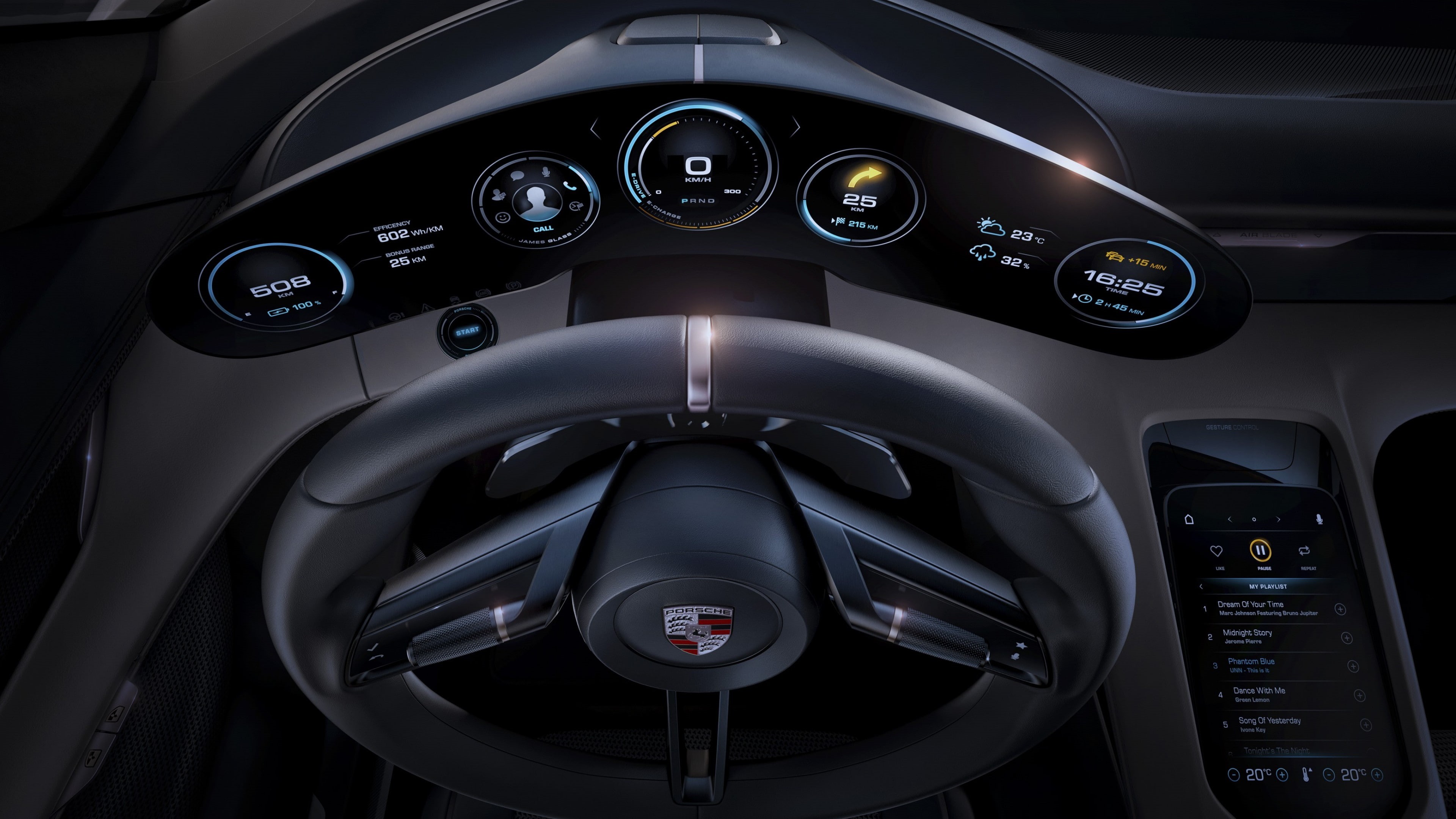 4K, 800v, interior, supercar, Electric Cars, Porsche Taycan, HD Wallpaper