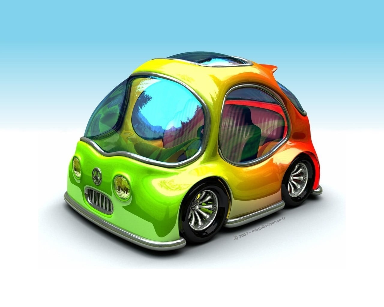 vehicle, yellow, racecar, land vehicle, blue, digital art, mode of transportation, green color, choice, motor vehicle, CGI, sky, black, studio shot, colorful, HD Wallpaper