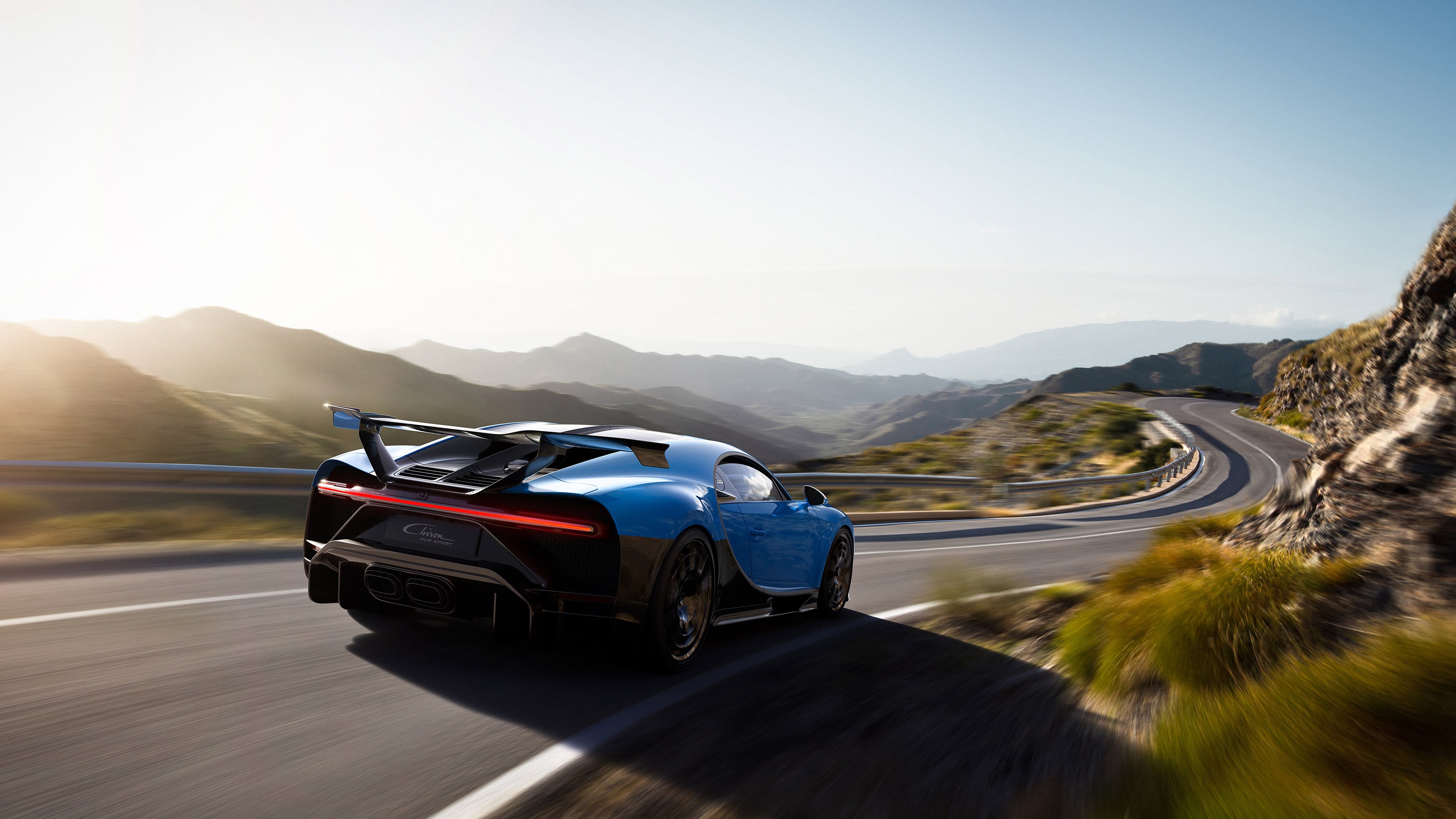 road, Bugatti Chiron Pur Sport, vehicle, motion blur, car, supercars, 4K, HD Wallpaper