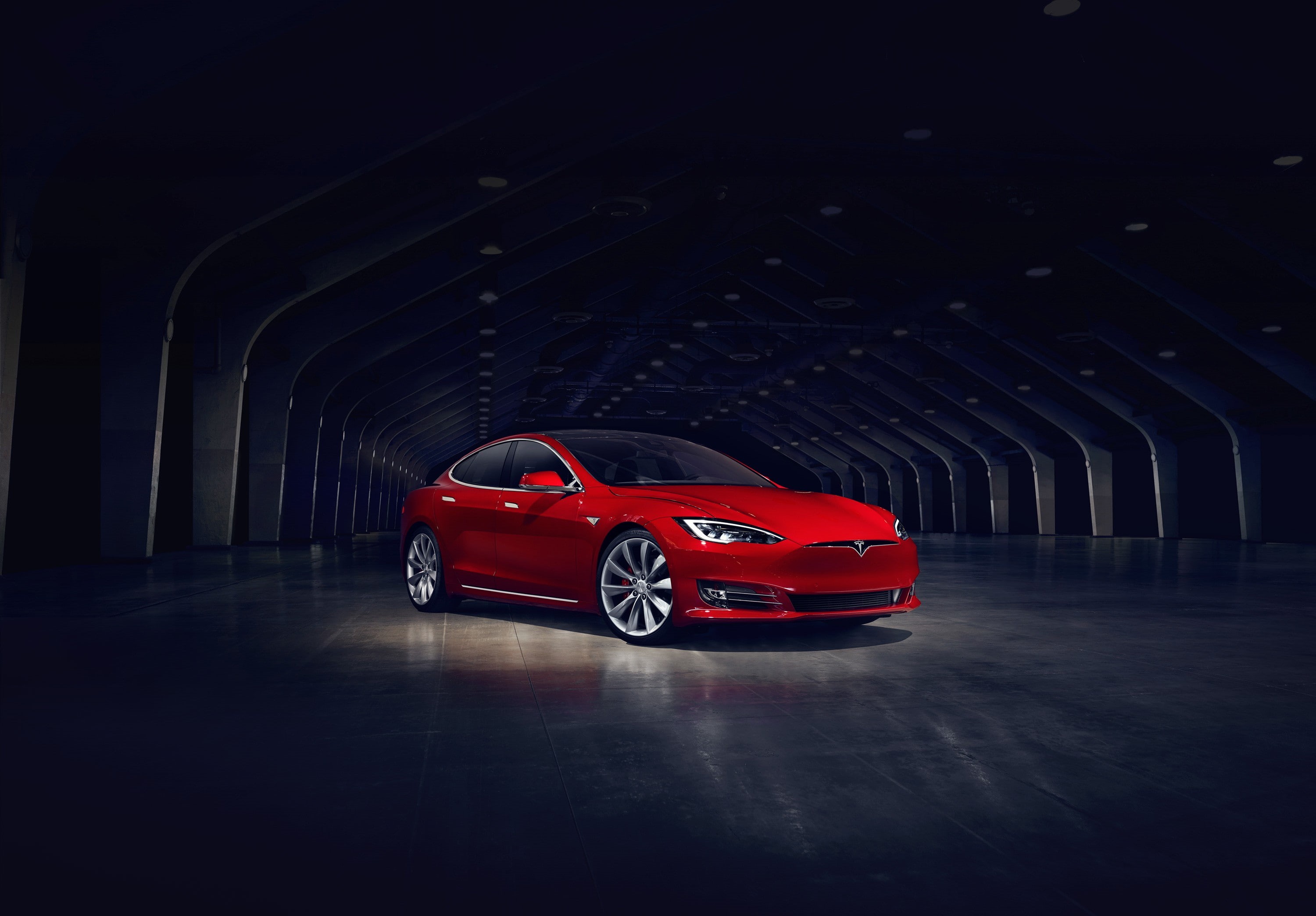 electric car, Tesla Motors, Tesla Model S, 2K, red cars, HD Wallpaper