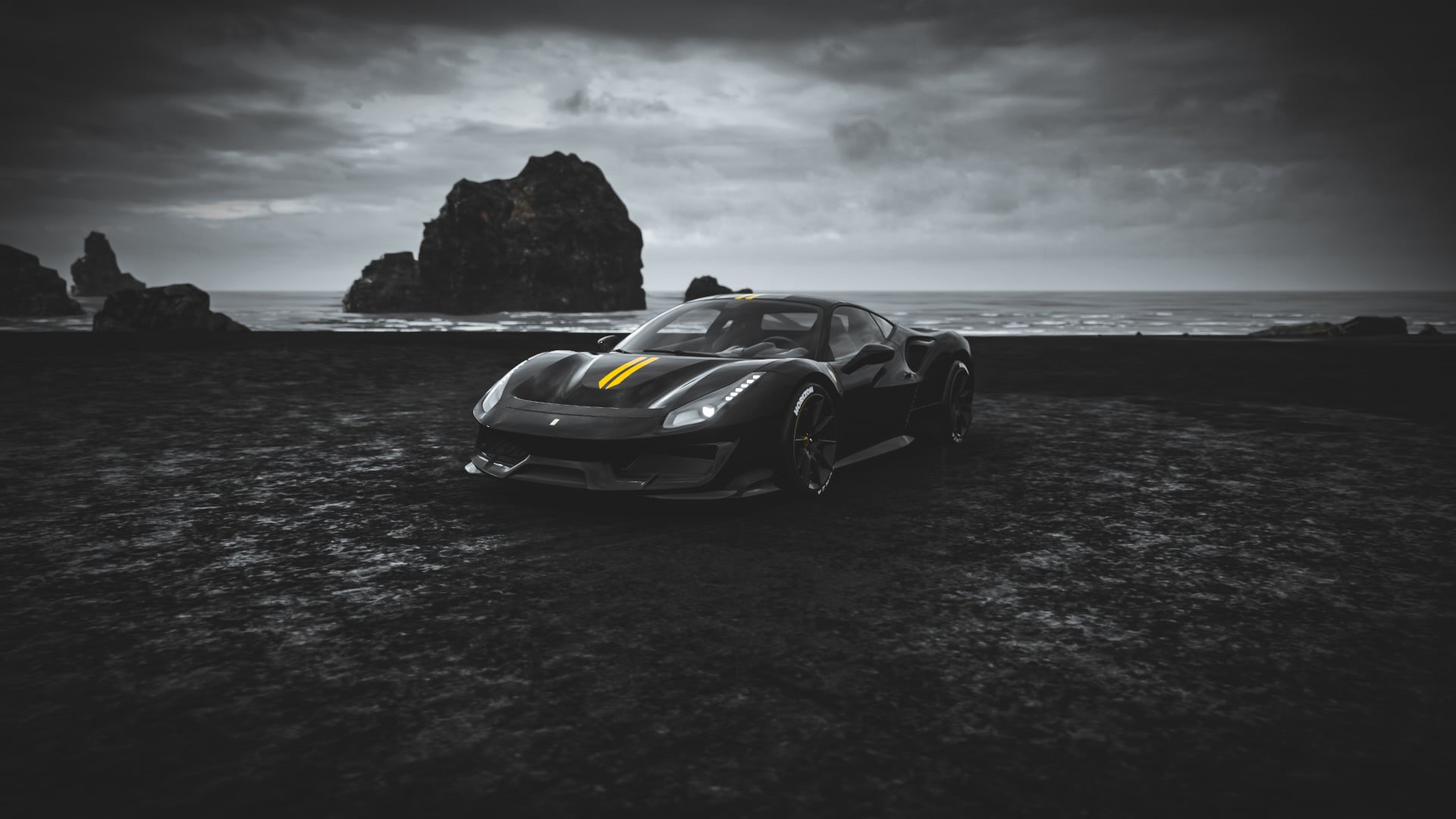Ferrari, 1080P, car, Forza Horizon 4, Brembo, Ferrari 488 pista, HD Wallpaper