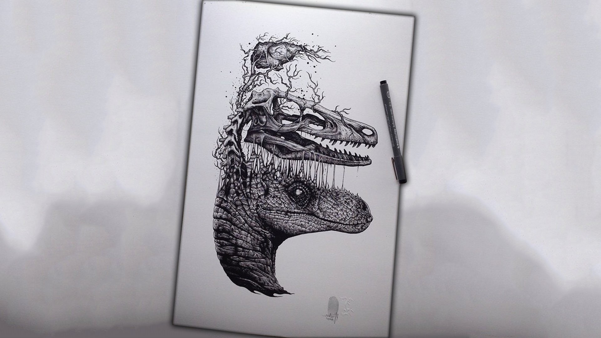 abstract, paper, shadow, human body part, Pens, representation, bone, 1080P, studio shot, velociraptors, pattern, human representation, gray, Brains, wall - building feature, HD Wallpaper