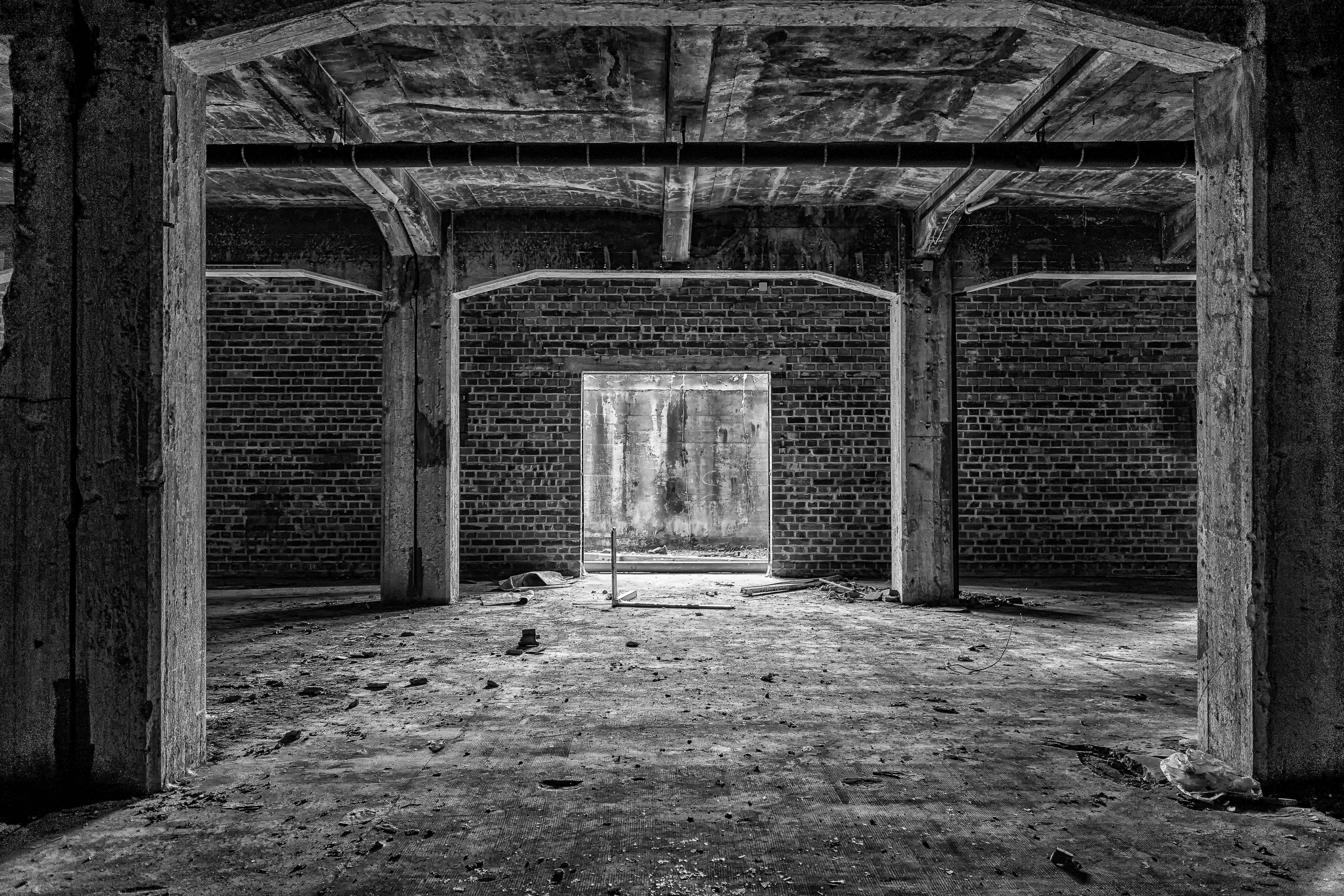 the past, deterioration, doorway, old, 5K, indoors, damaged, forget, lost places, brick wall, history, architectural column, architecture, door, city, HD Wallpaper