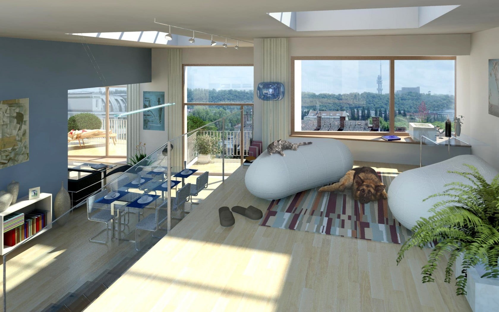 furniture, luxury, style, open, interior, new, penthouse, tan, white, city, home Interior, seat, home Ownership, window, chair, sofa, residential Building, HD Wallpaper