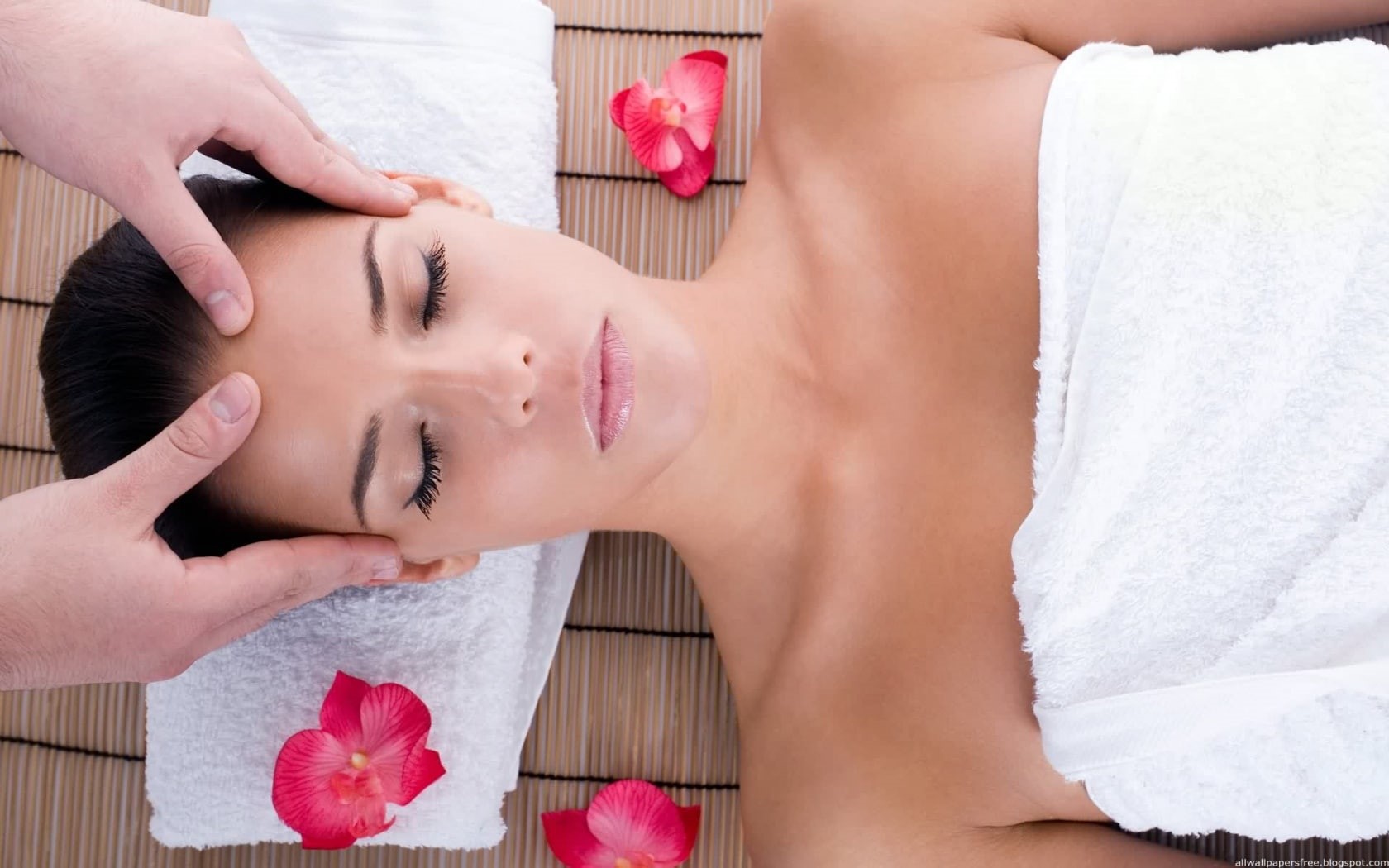 woman, head, 720P, girl, brunette, beauty, massage, HD Wallpaper