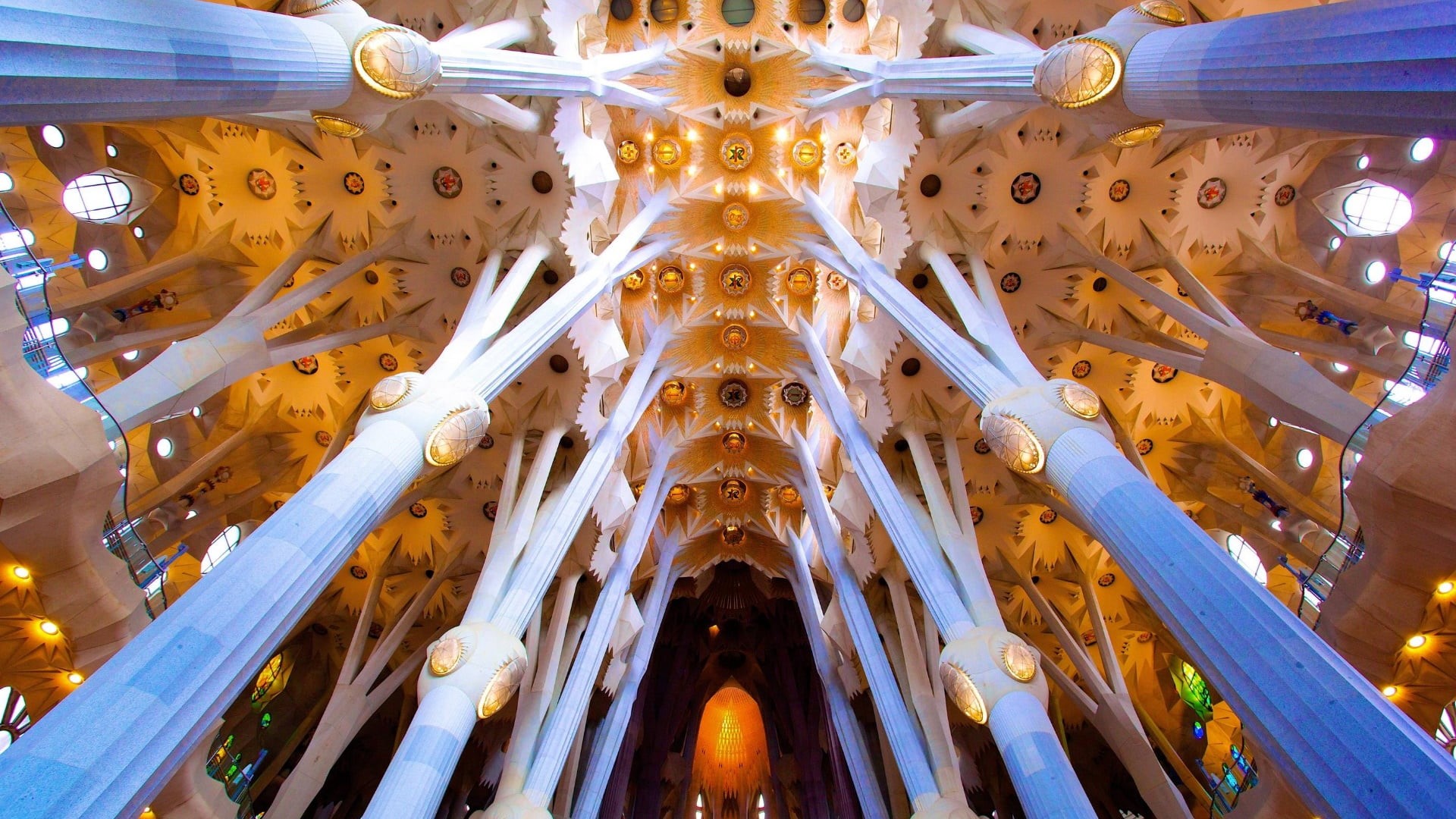 architecture, architectural feature, travel destinations, architectural column, animal, sagrada familia, directly below, religion, pattern, animal themes, HD Wallpaper