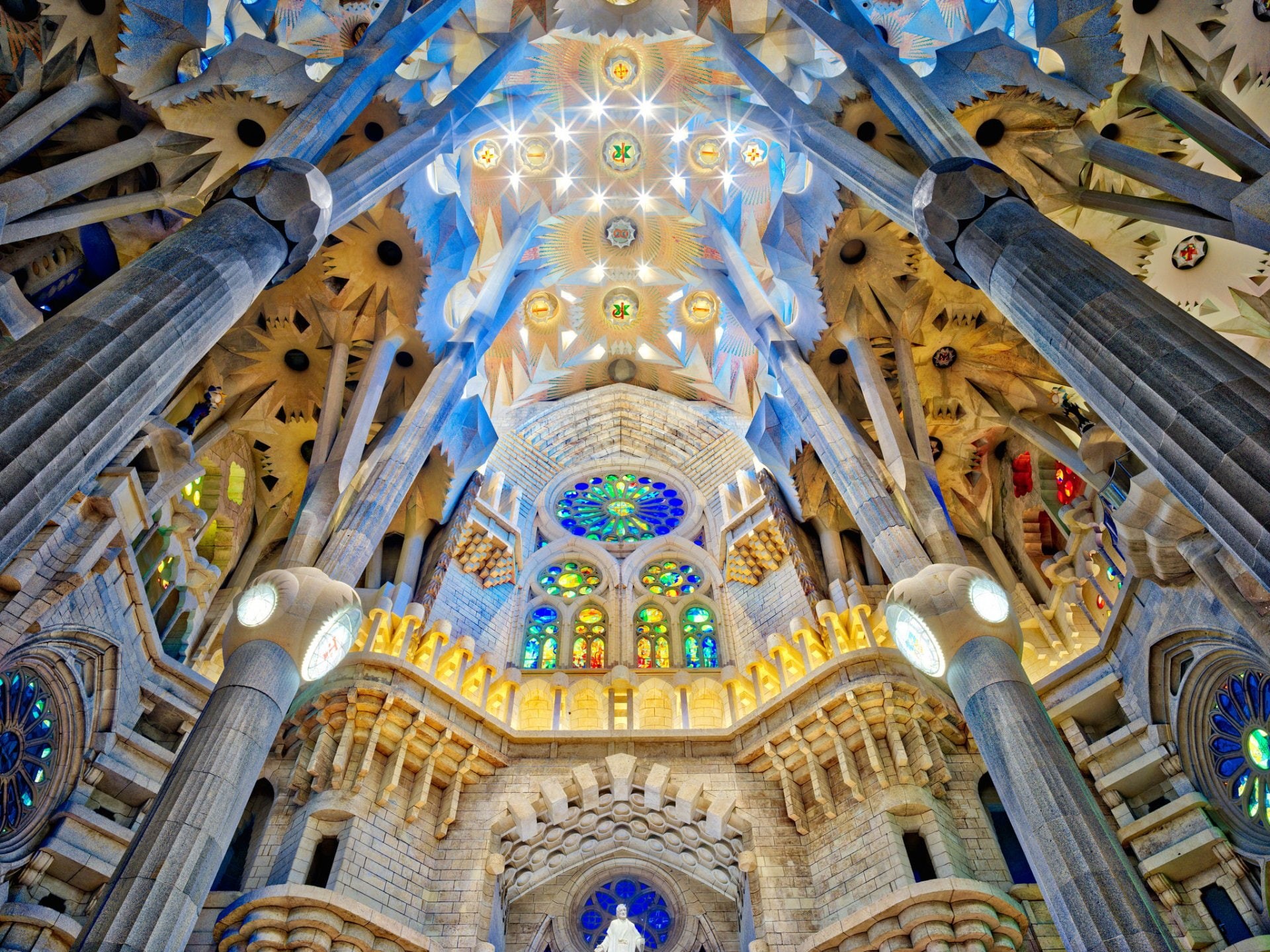 Basilicas , Barcelona, 1080P, Columns, Spain, Sagrada Família, Cathedral, Stained Glass, HD Wallpaper