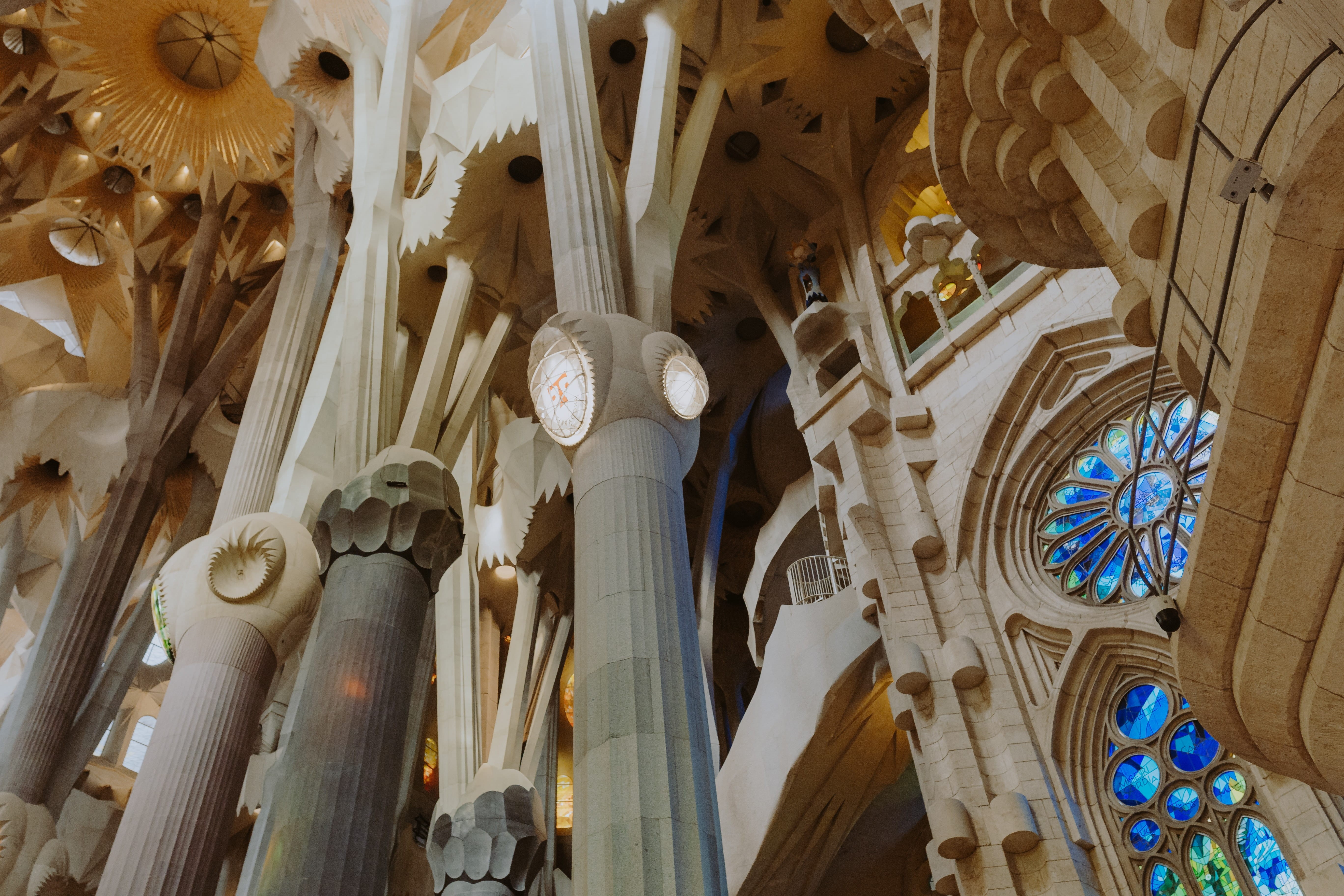 designed, built structure, belief, cathedral, history, familia, architecture and art, architecture, place of worship, architectural column, spirituality, HD Wallpaper