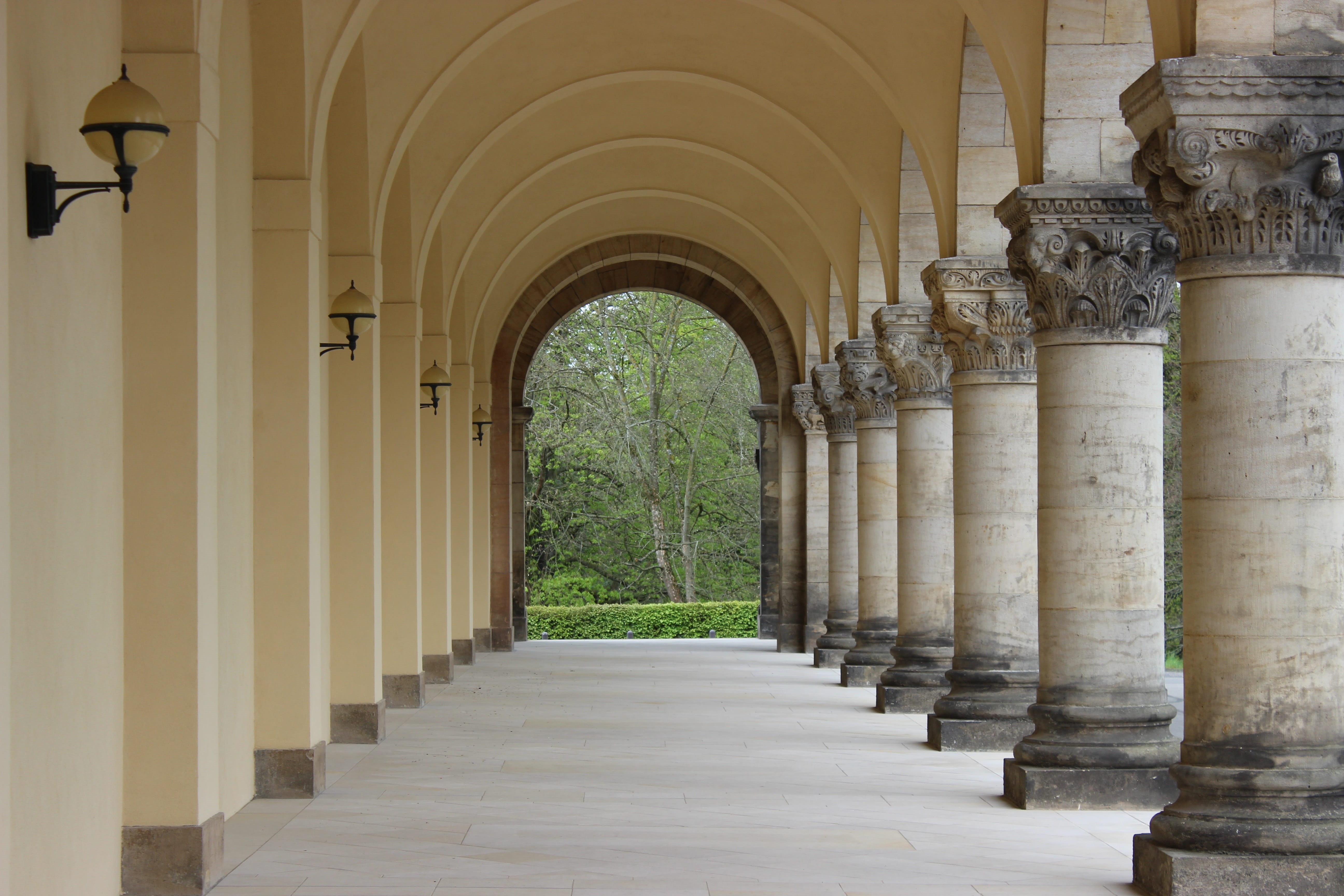 no people, Architecture, abbey, in a row, ancient civilization, indoors, Building, leipzig, architectural column, city, arch, nature, history, the way forward, HD Wallpaper