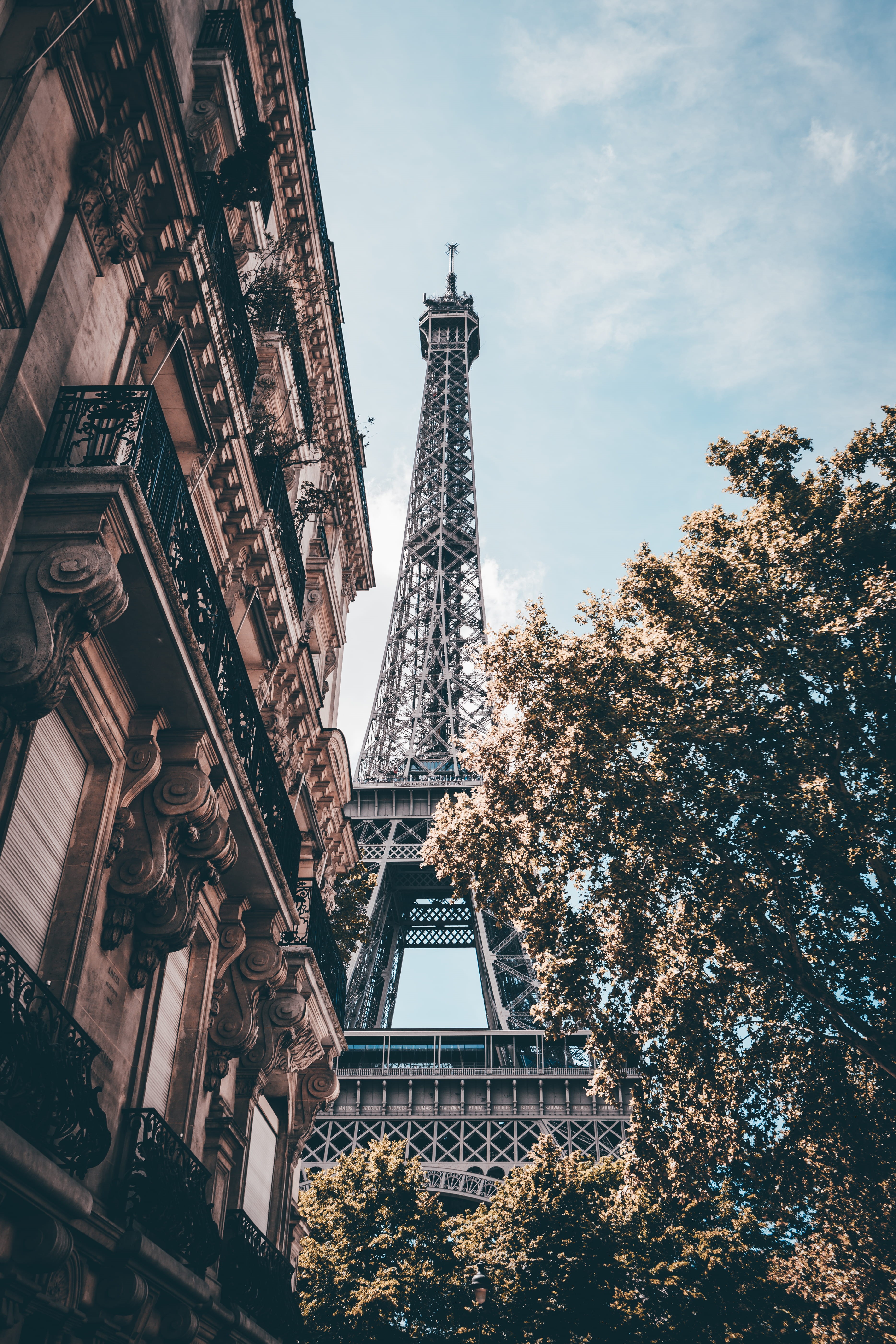traditional design, blue, tower, europe, tree, architecture, built Structure, monument, building, paris, travel Destinations, structure, paris - France, Phone HD Wallpaper