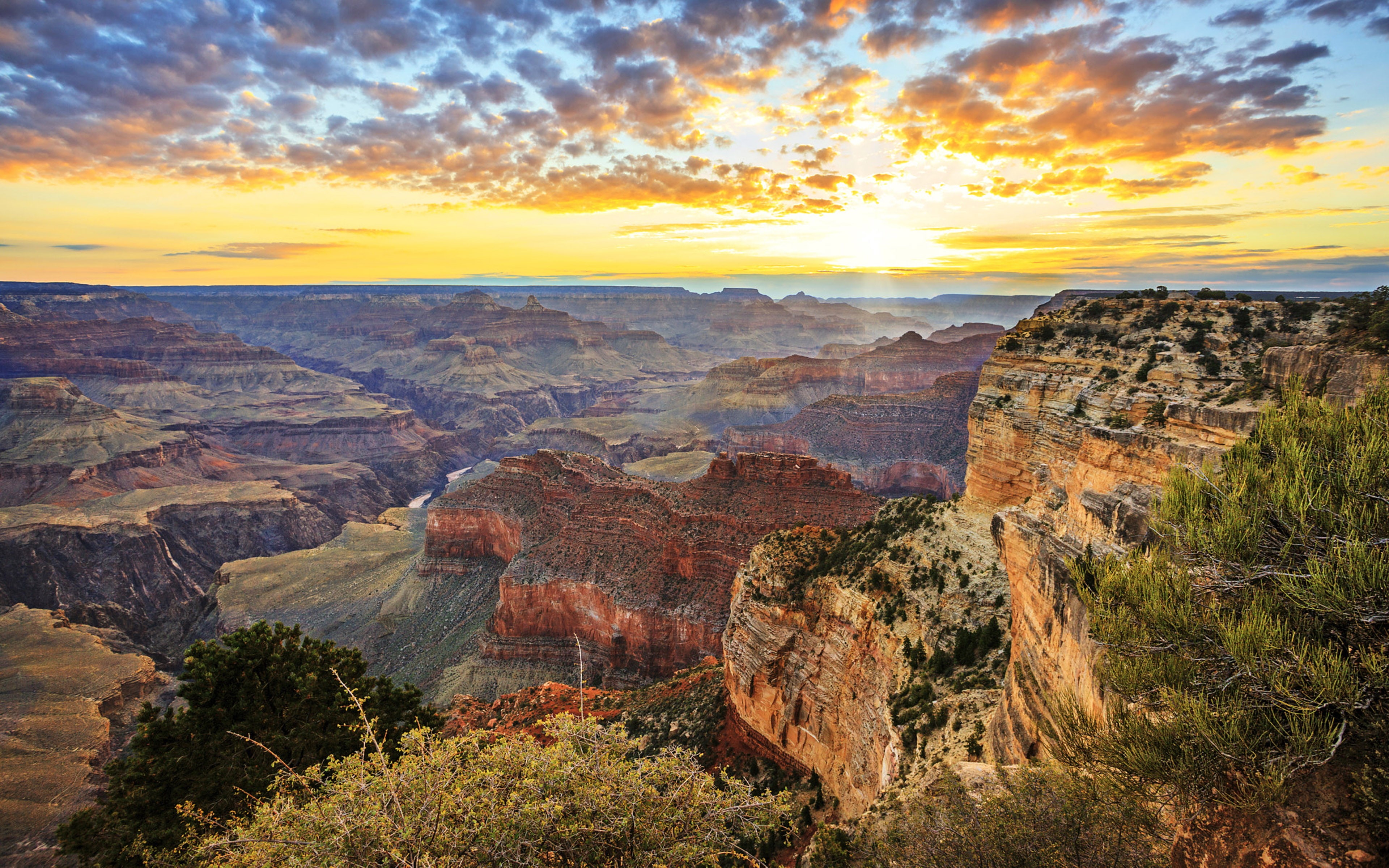 grand, united, laptop, phone, arizona, sunrise, canyon, horizon, desktop, morning, first, tablet, 4K, states, HD Wallpaper