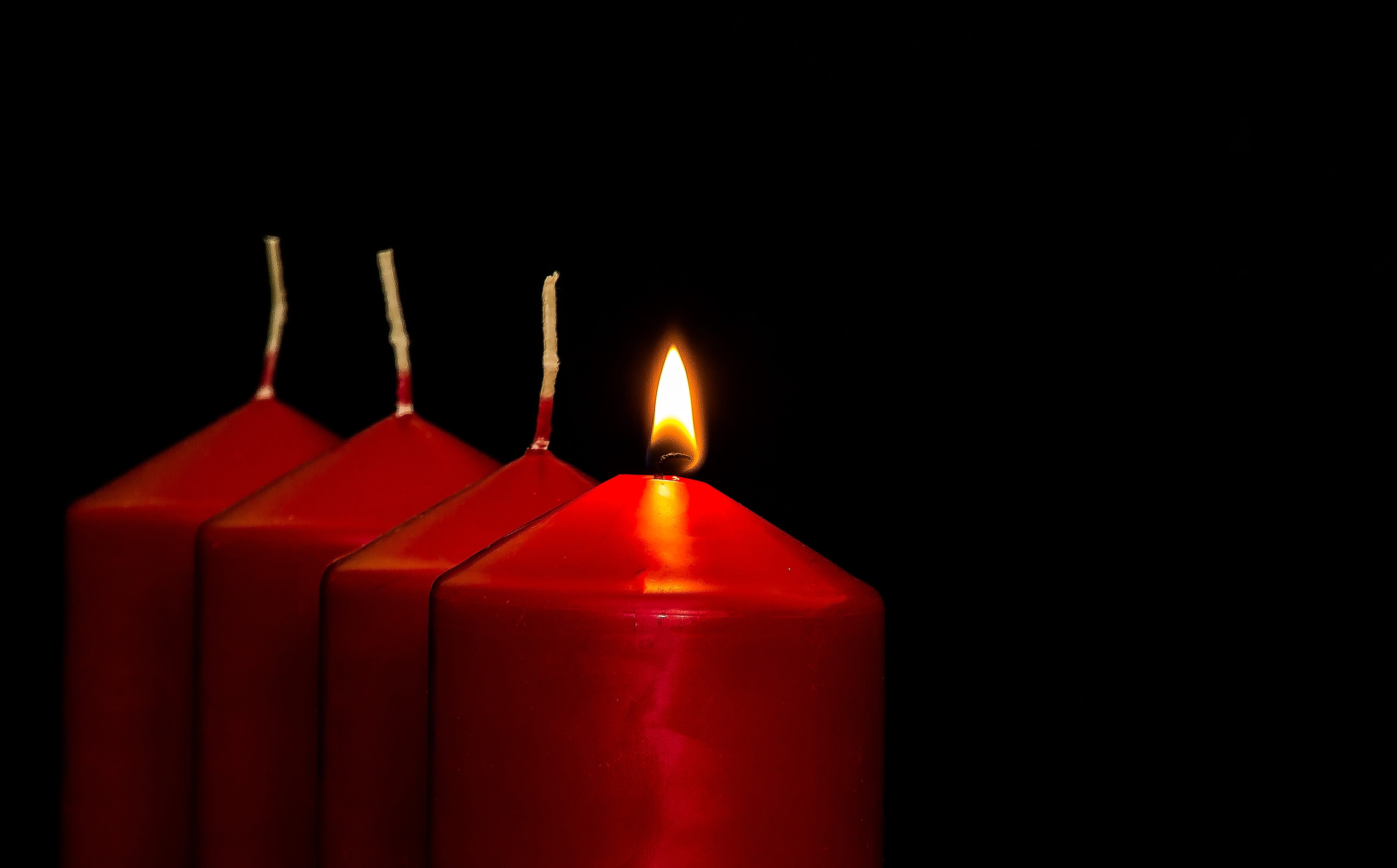 decoration, candle, studio shot, fire, light, nature, glowing, no people, spirituality, matchstick, black background, flame, indoors, black Color, 1advent, HD Wallpaper