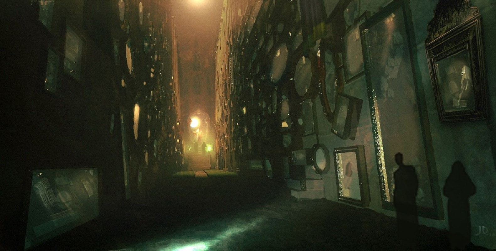 hallway, fantasy art, 720P, artwork, mirror, HD Wallpaper