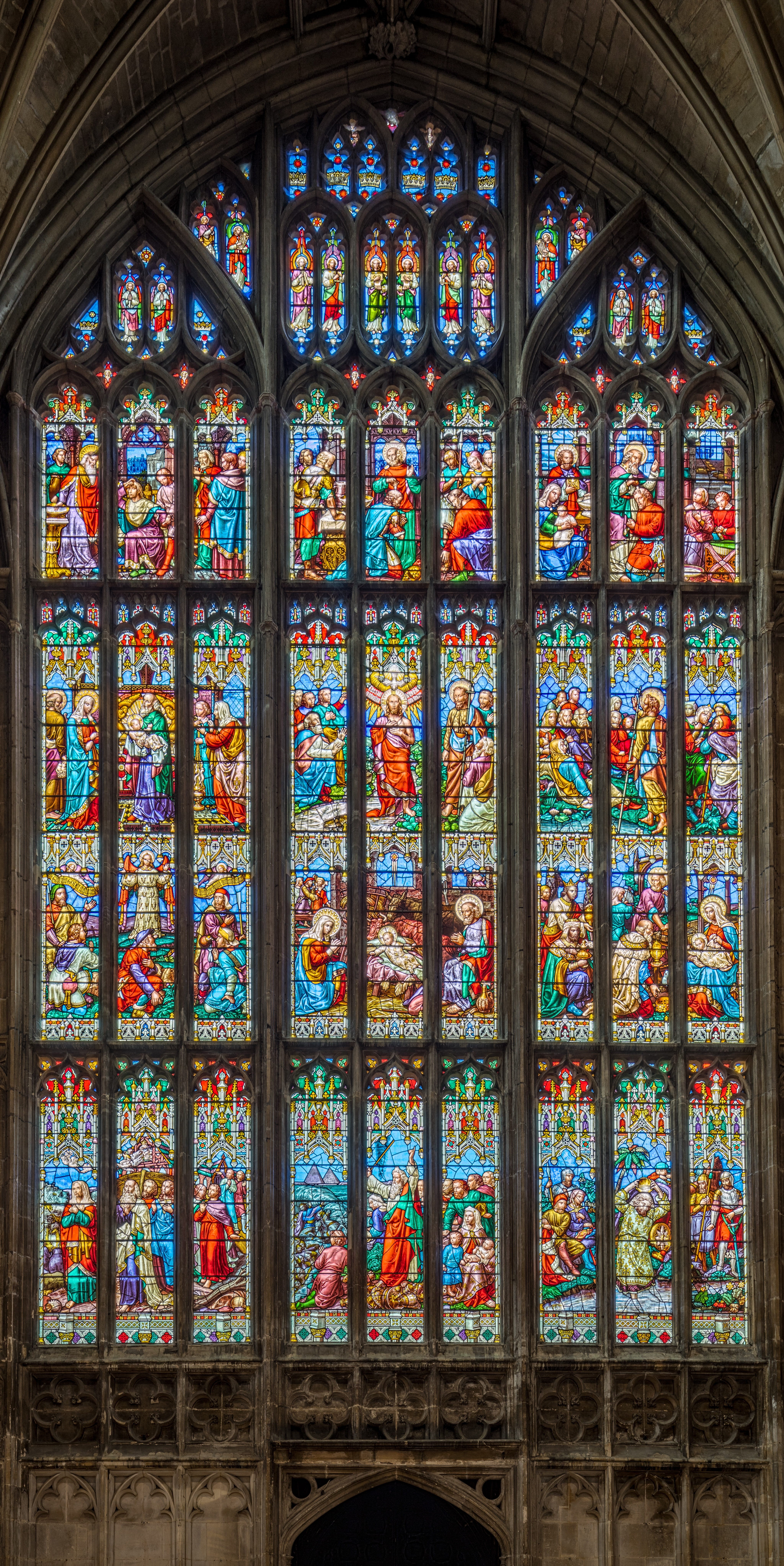 no people, floral pattern, pretty, cathedral, old, design, window, glass, glass - material, windows, 8K, creativity, arch, minster, spirituality, place, Phone HD Wallpaper