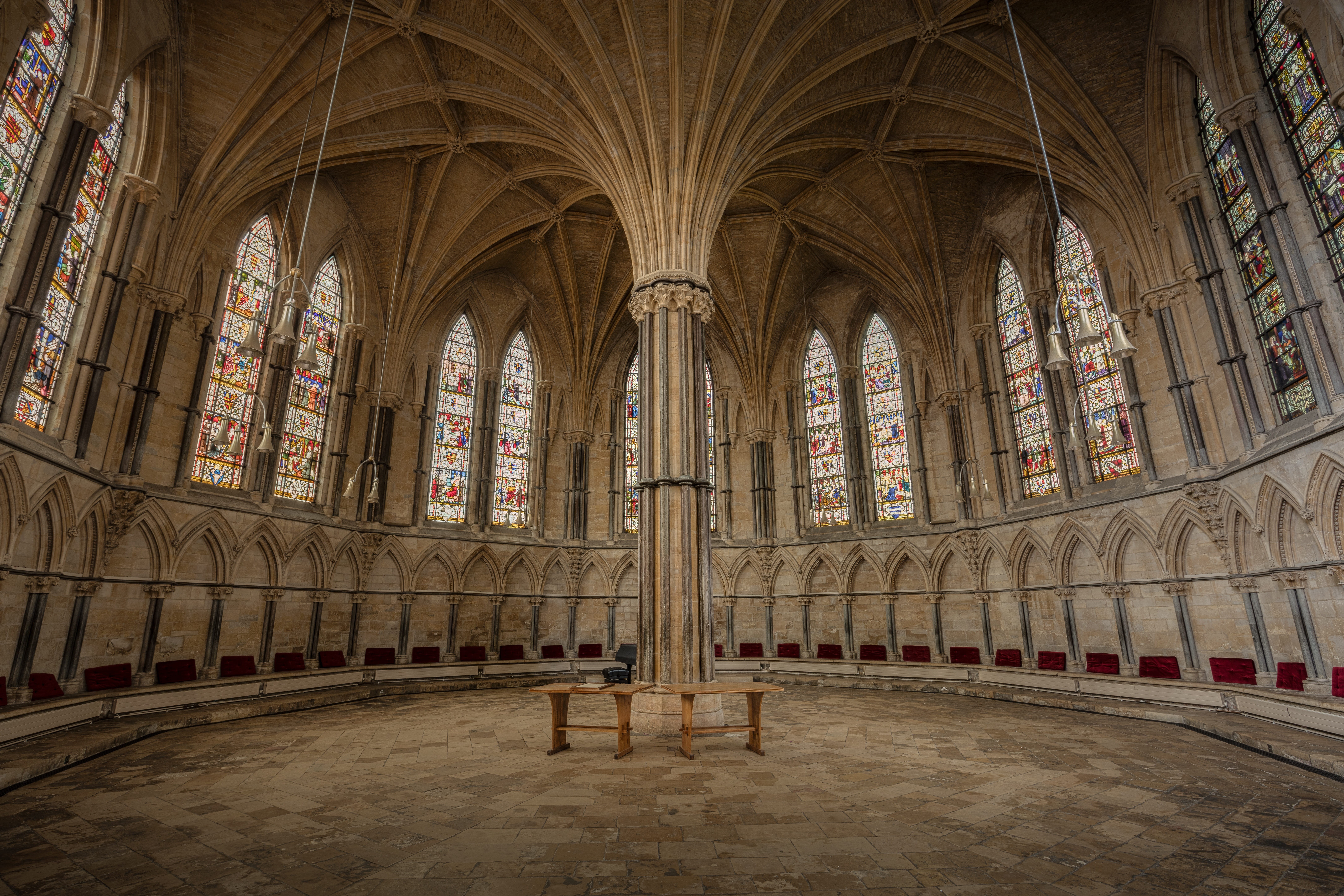 place of worship, inside, arch, no people, chapter, house, altar, indoors, holy sacred, aisle, built structure, interior, lincoln cathedral, gothic style, HD Wallpaper