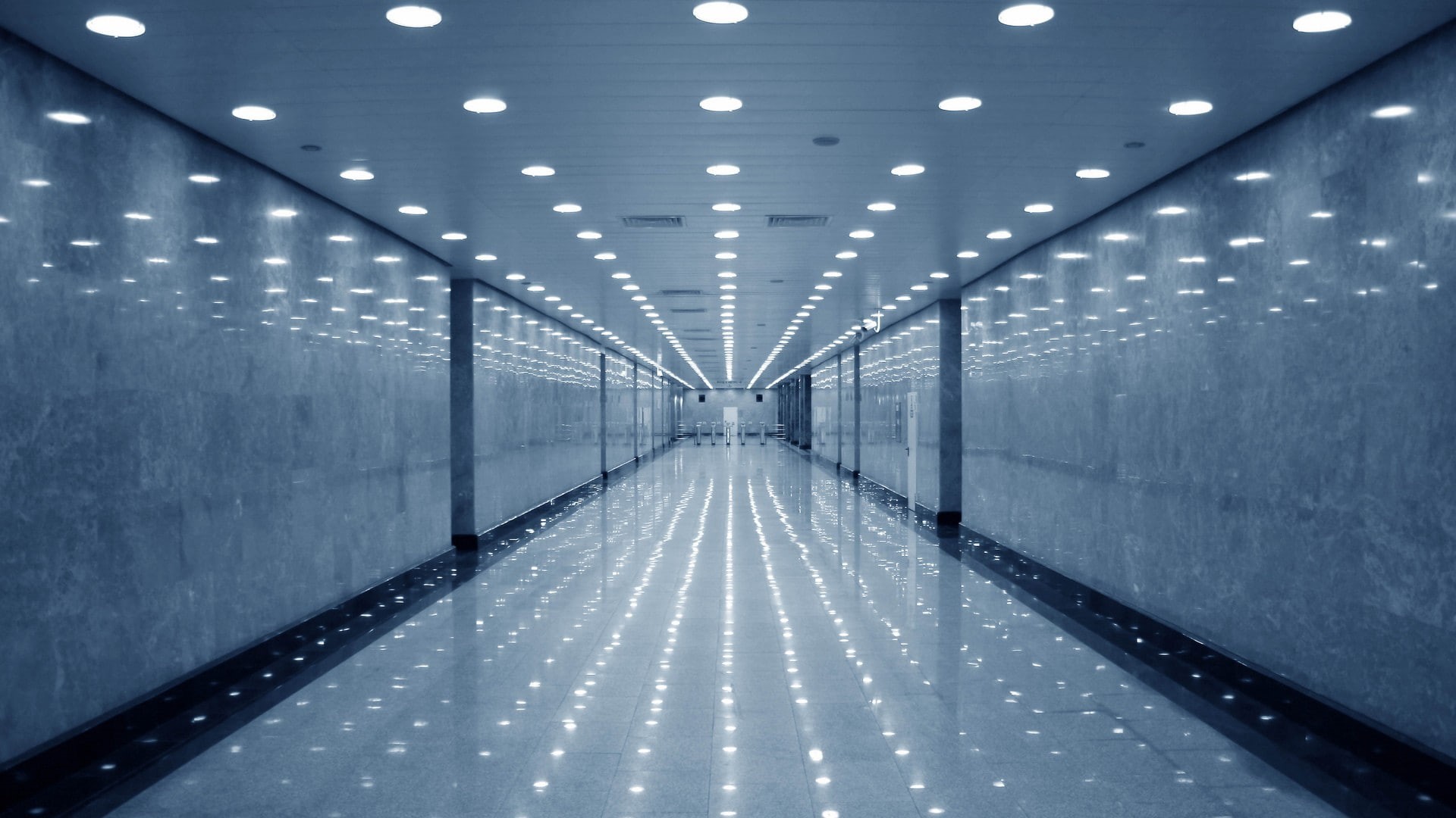 wall, lights, hallway, 1080P, empty, indoors, modern, reflection, architecture, building, marble, HD Wallpaper