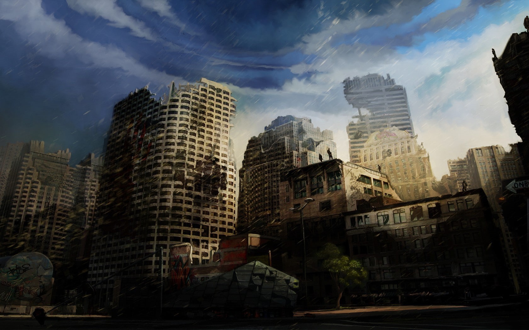 apocalyptic, 720P, ruin, city, artwork, HD Wallpaper