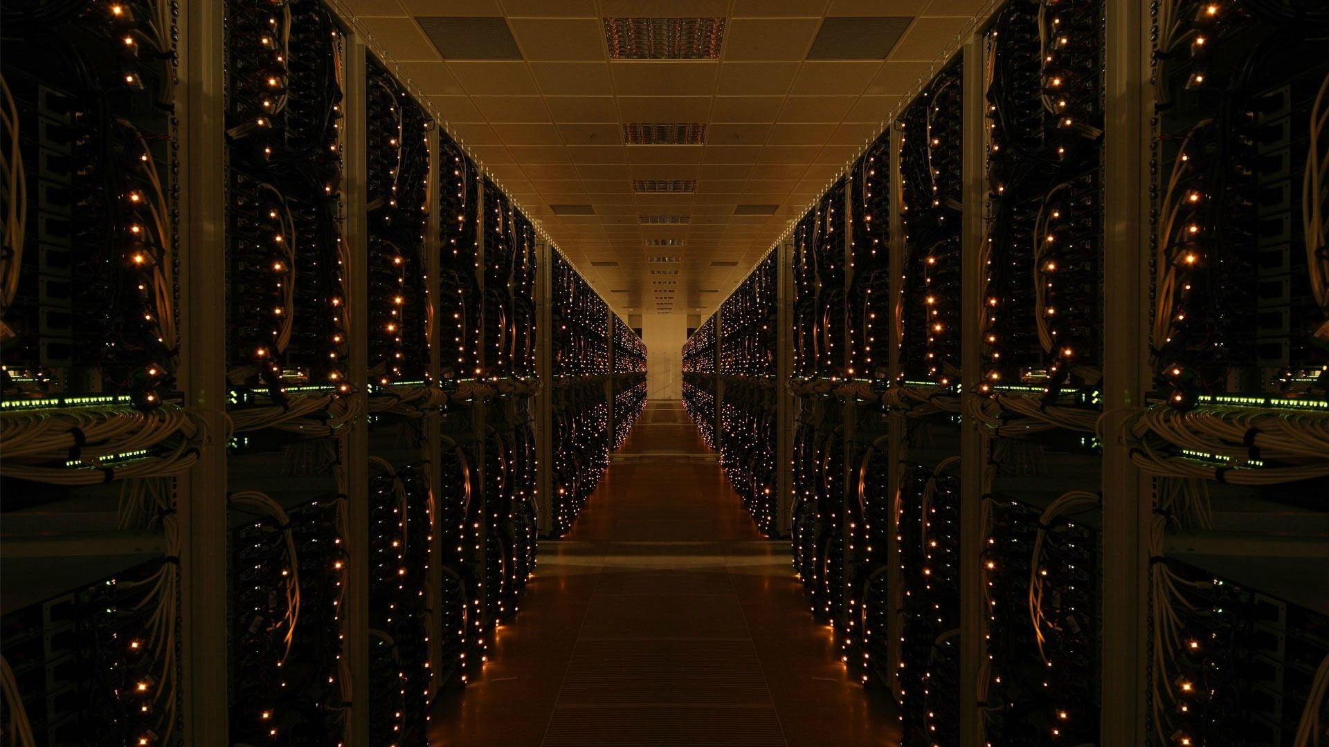 1080P, technology, LEDs, hallway, electronics, network, server, HD Wallpaper