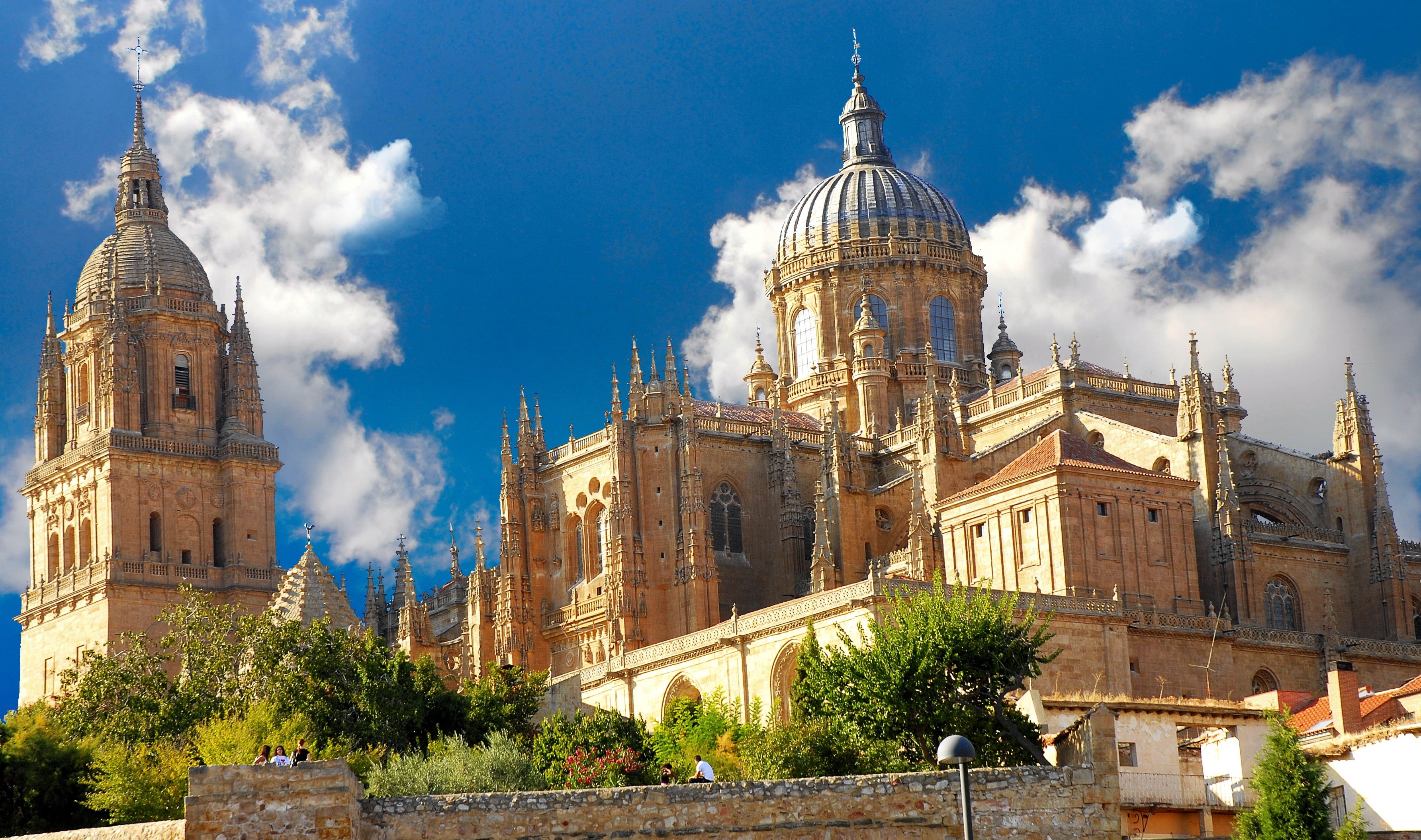 cathedral, gothic, the city, Spain, Salamanca, concrete, architecture, landscape, brown, 2K, the cathedral, HD Wallpaper
